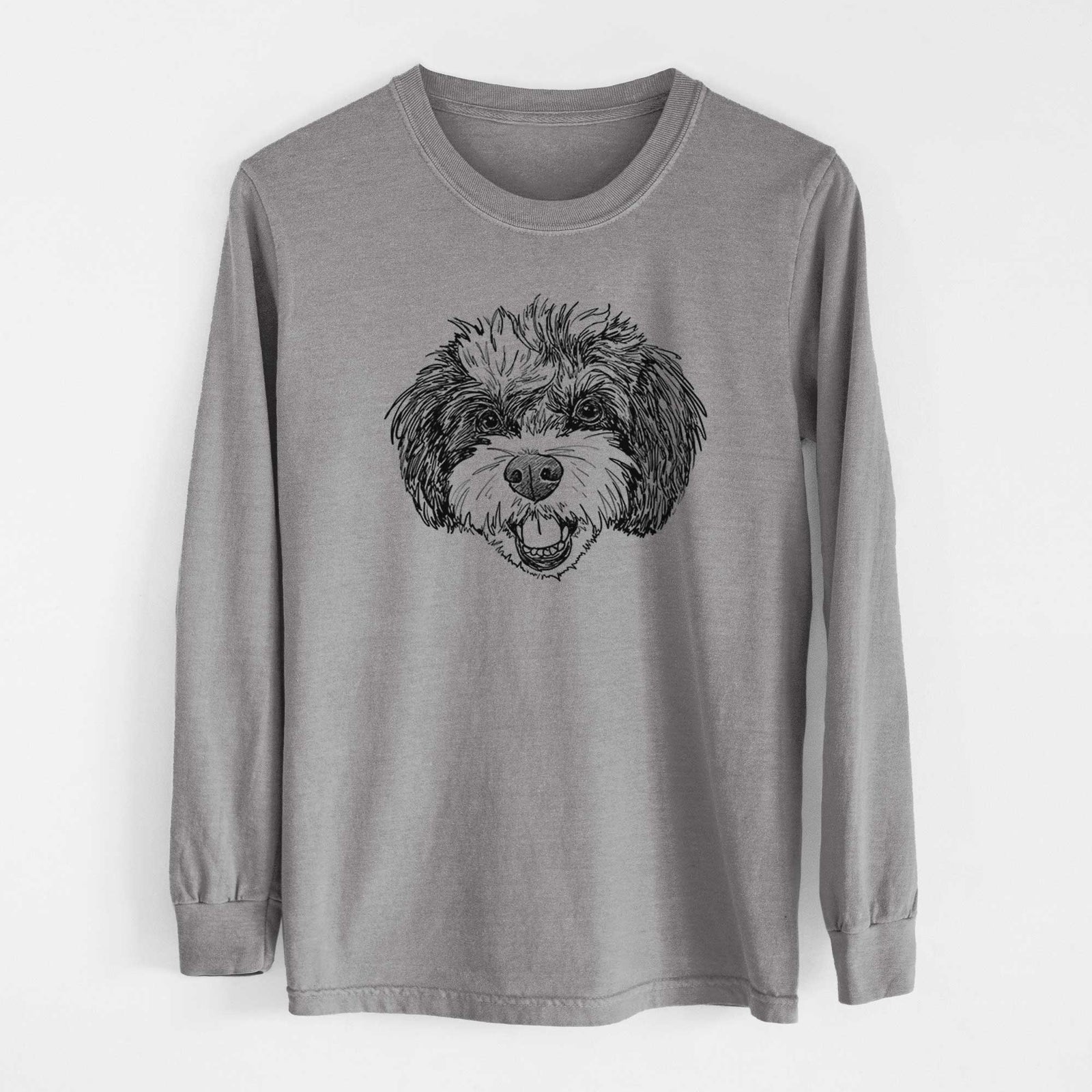 Doodled Santana Banana the Bichon Poodle - Heavyweight 100% Cotton Long Sleeve
