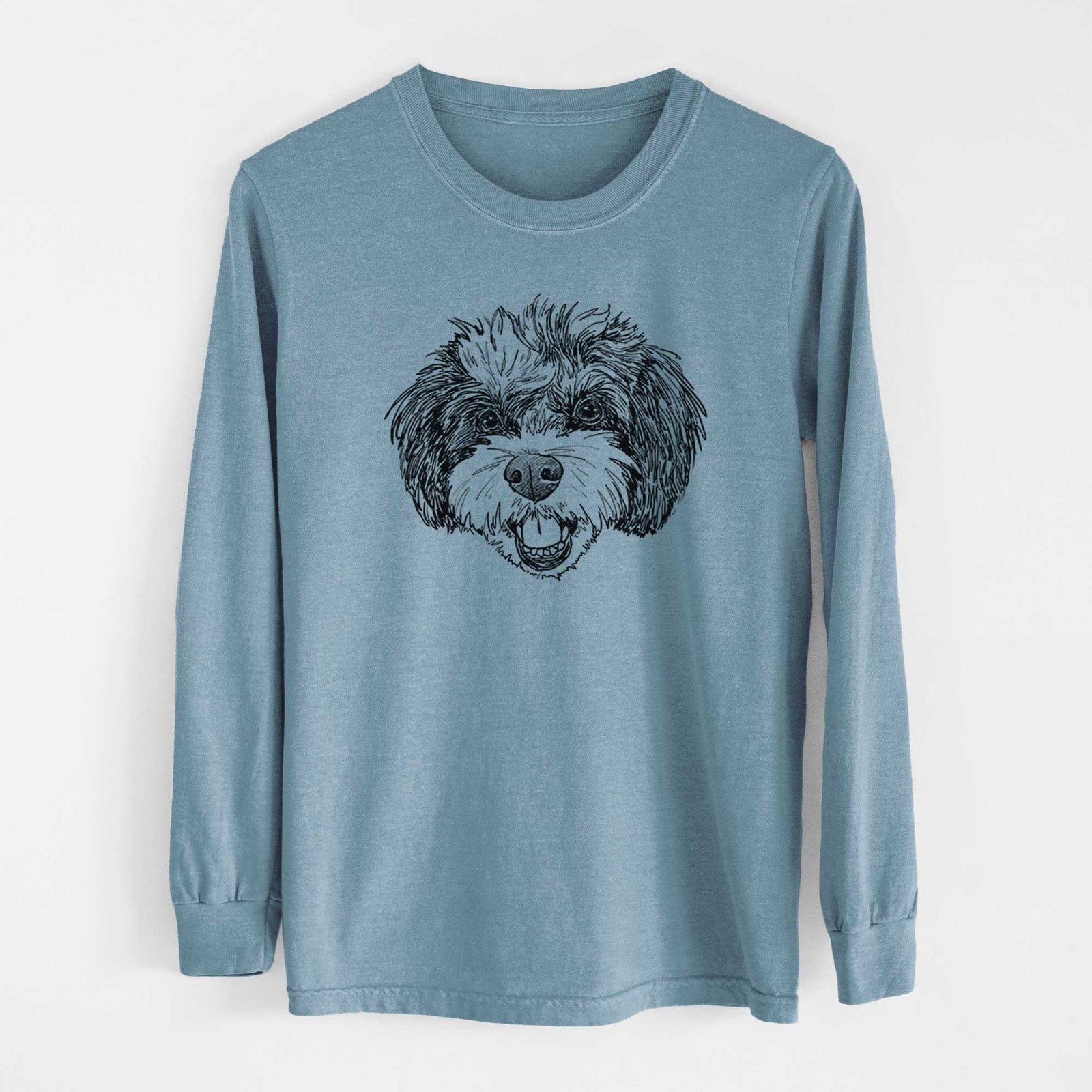 Doodled Santana Banana the Bichon Poodle - Heavyweight 100% Cotton Long Sleeve