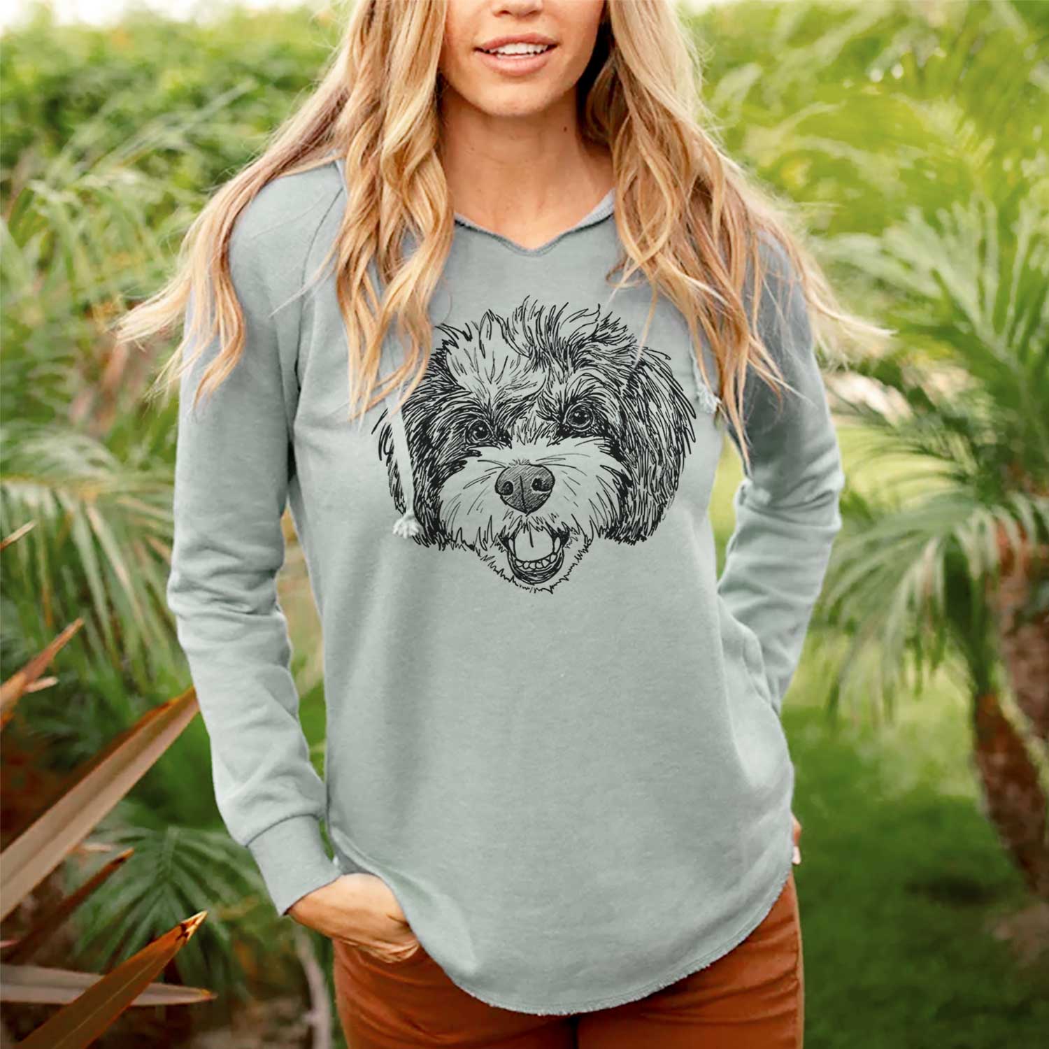 Doodled Santana Banana the Bichon Poodle - Cali Wave Hooded Sweatshirt