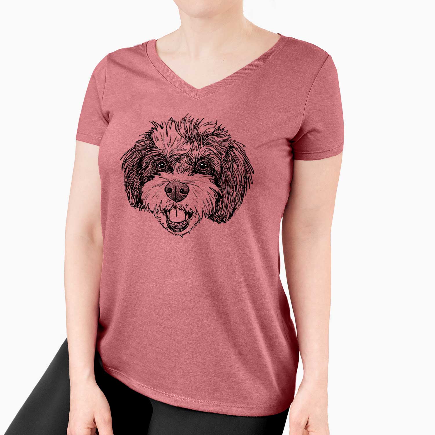 Doodled Santana Banana the Bichon Poodle - Women's V-neck Shirt