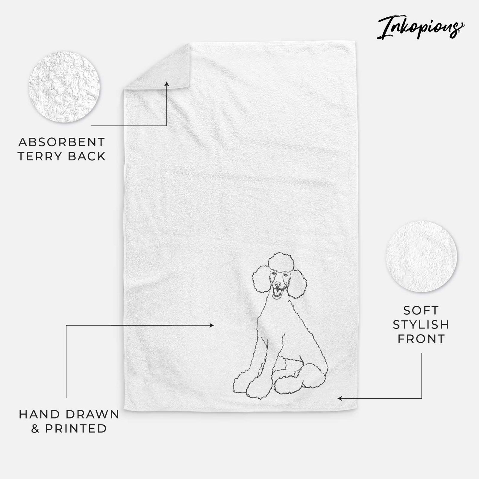 Doodled Sasha the Poodle Decorative Hand Towel