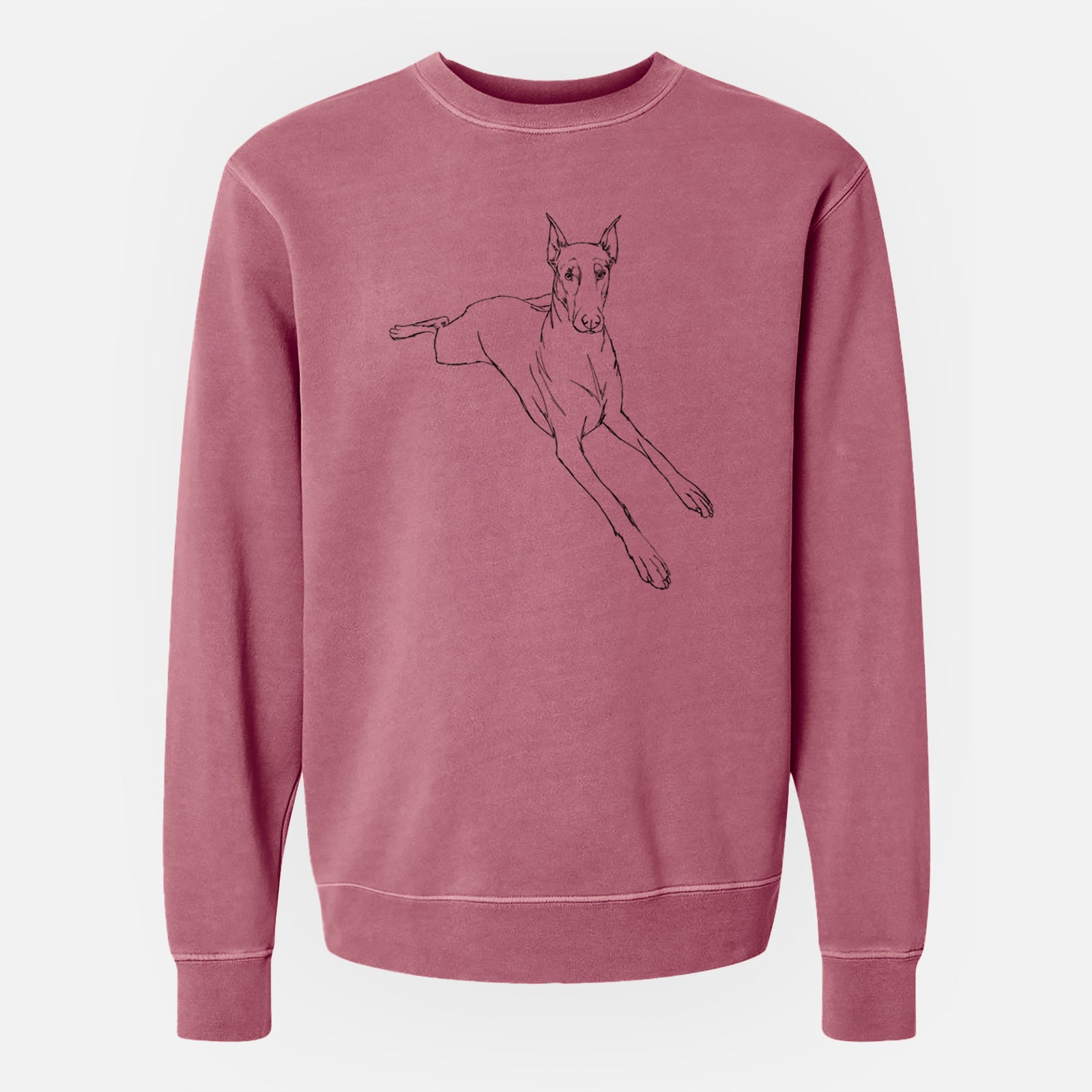 Doodled Scarlett the Doberman Pinscher - Unisex Pigment Dyed Crew Sweatshirt