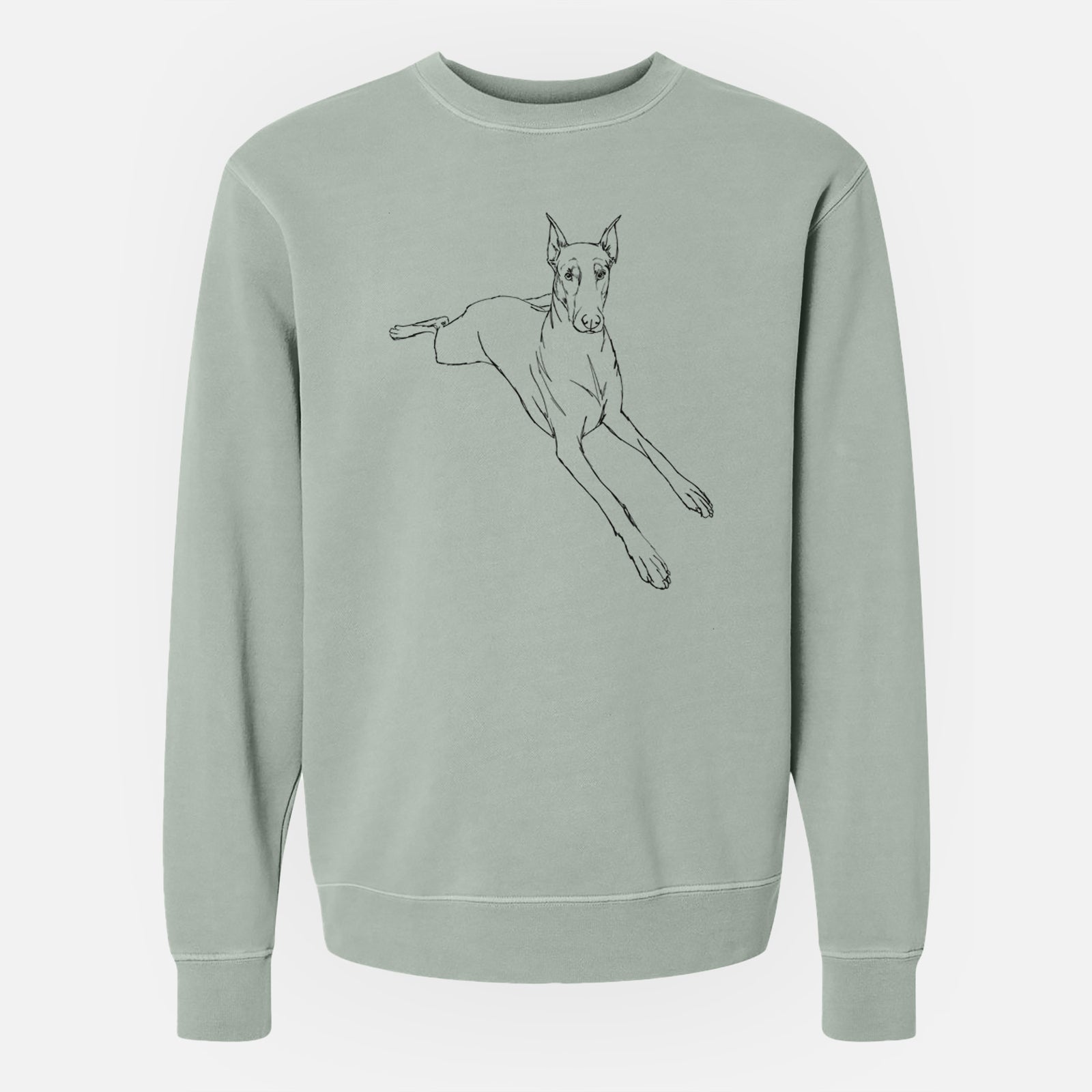 Doodled Scarlett the Doberman Pinscher - Unisex Pigment Dyed Crew Sweatshirt