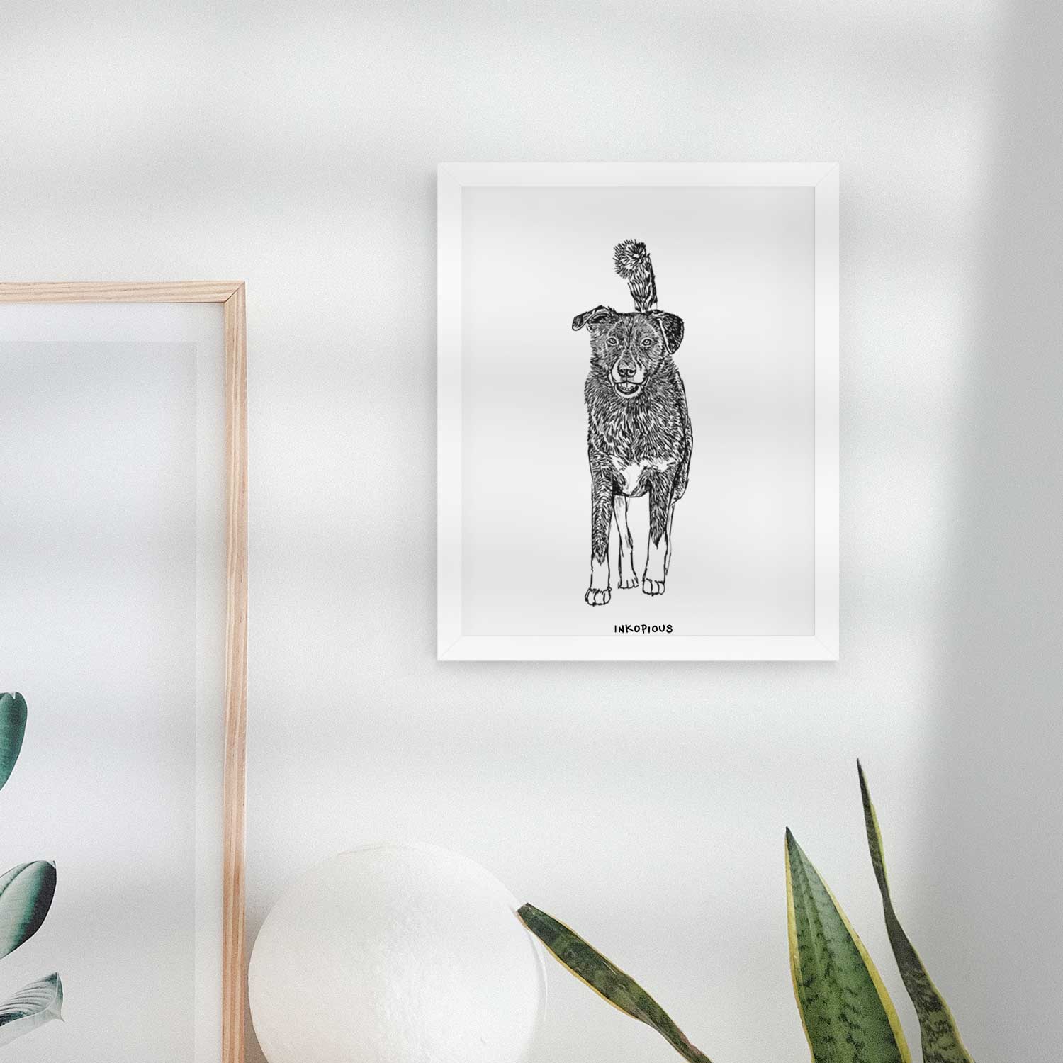 Doodled Shadow the Border Collie Mix Art Print