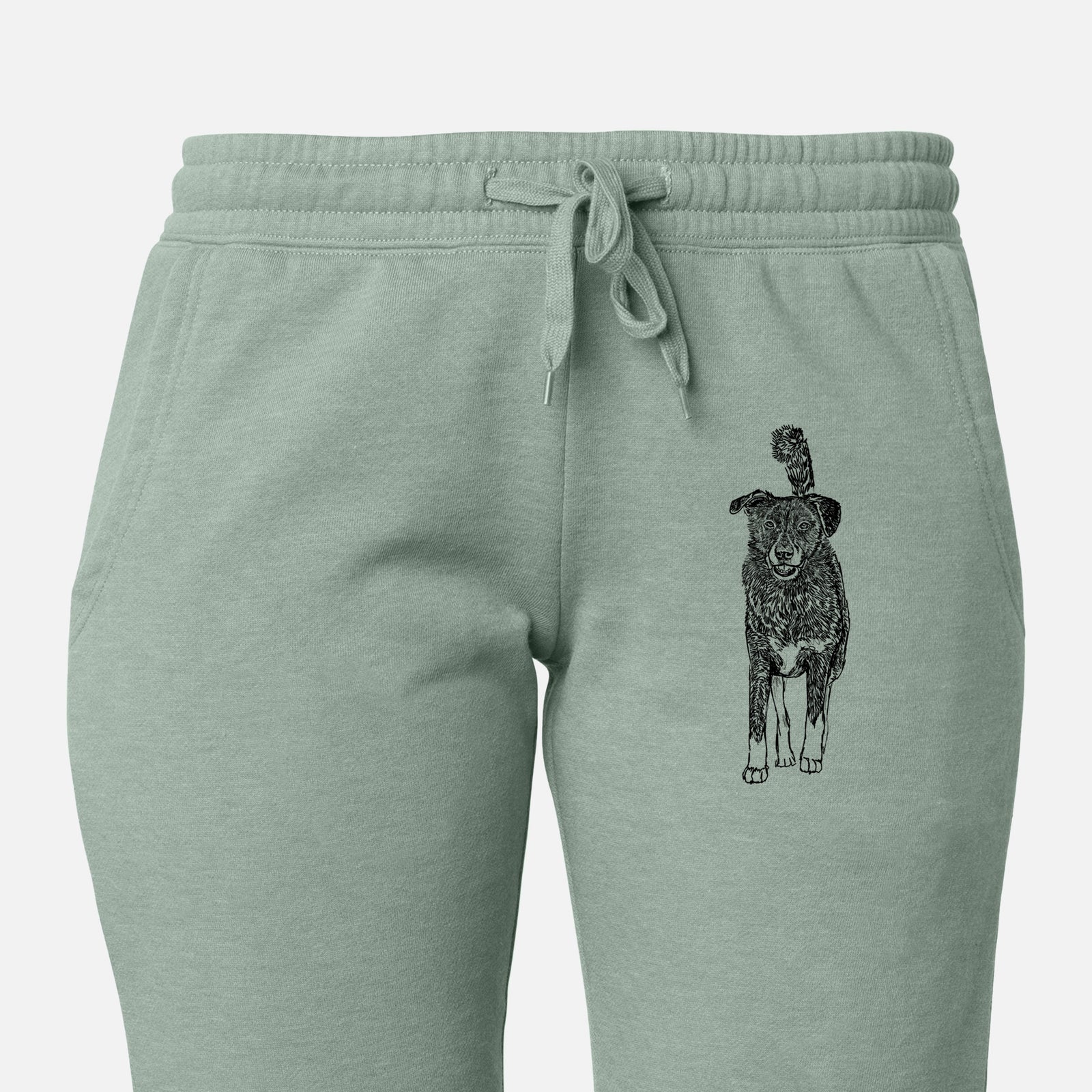 Doodled Shadow the Border Collie Mix - Women's Cali Wave Joggers