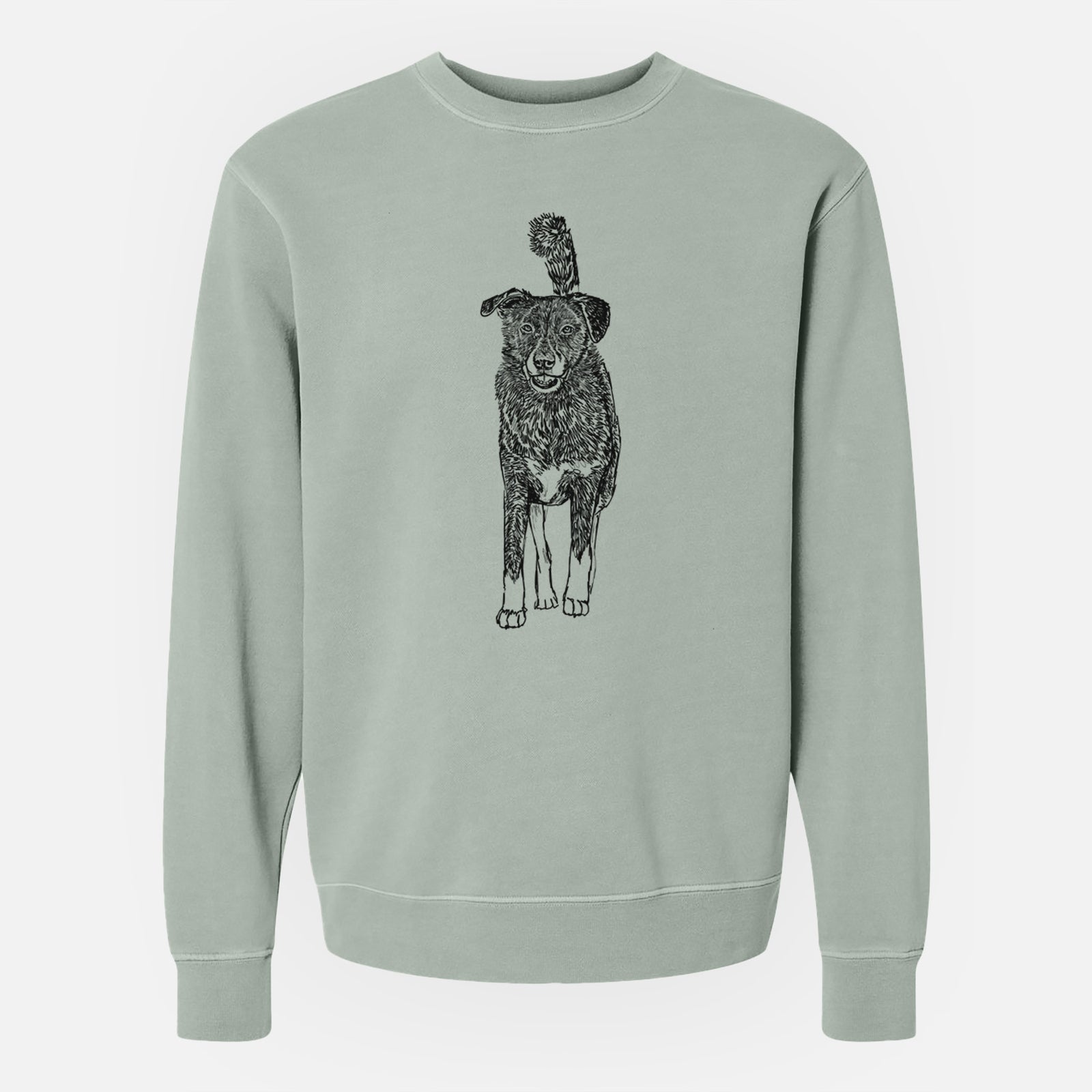 Doodled Shadow the Border Collie Mix - Unisex Pigment Dyed Crew Sweatshirt