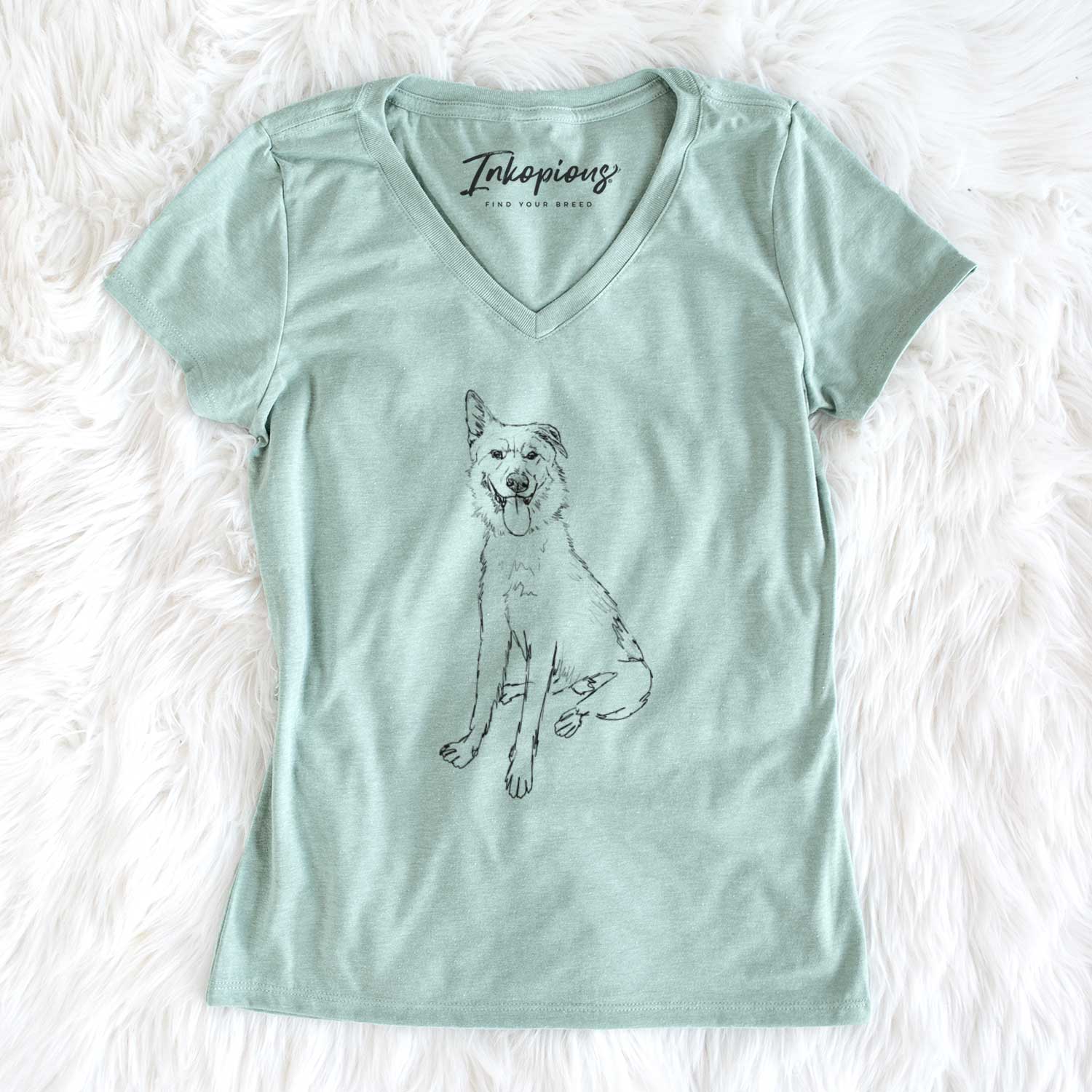 Doodled Shepard the Mixed Breed - Women's V-neck Shirt