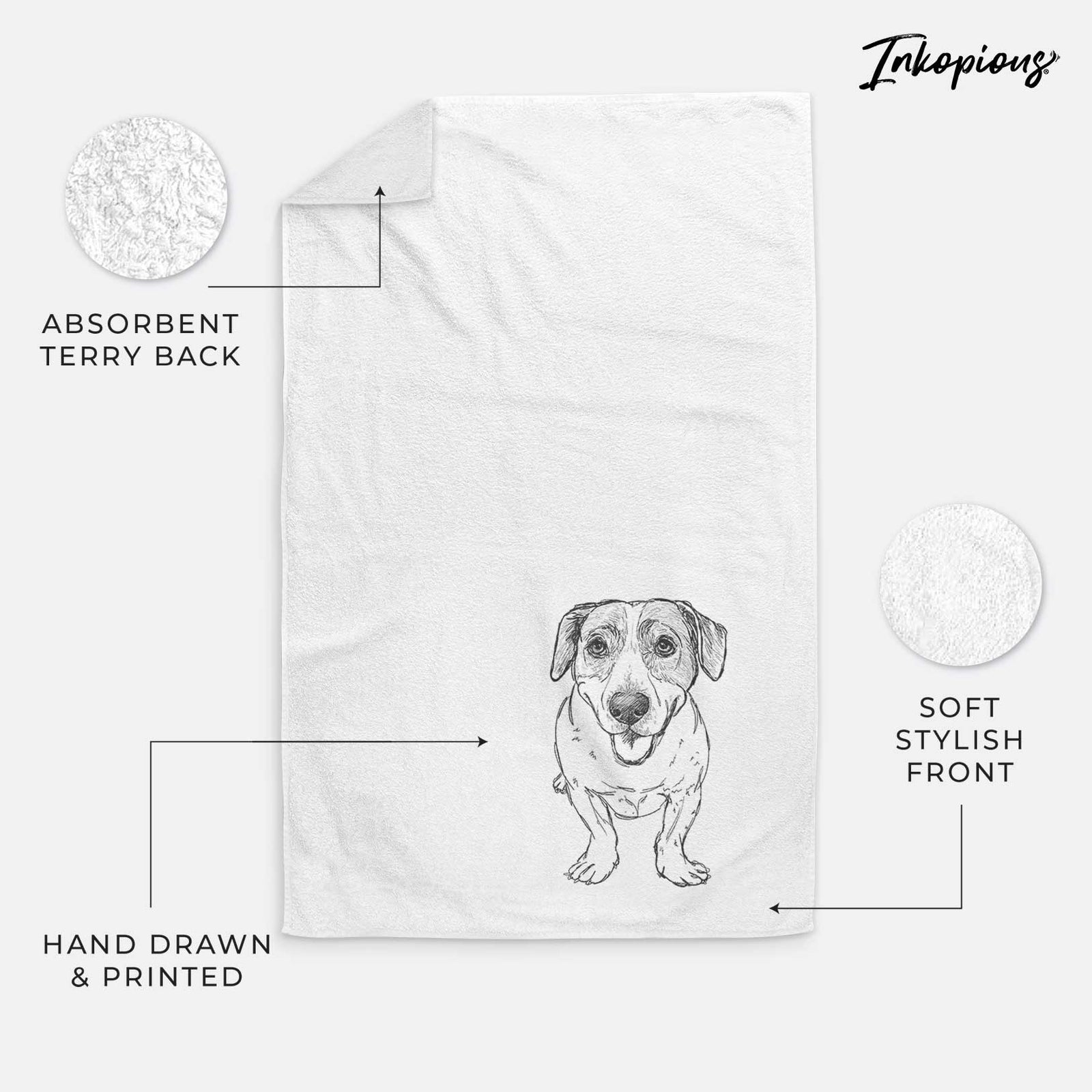 Doodled Sherlock the Mixed Breed Decorative Hand Towel