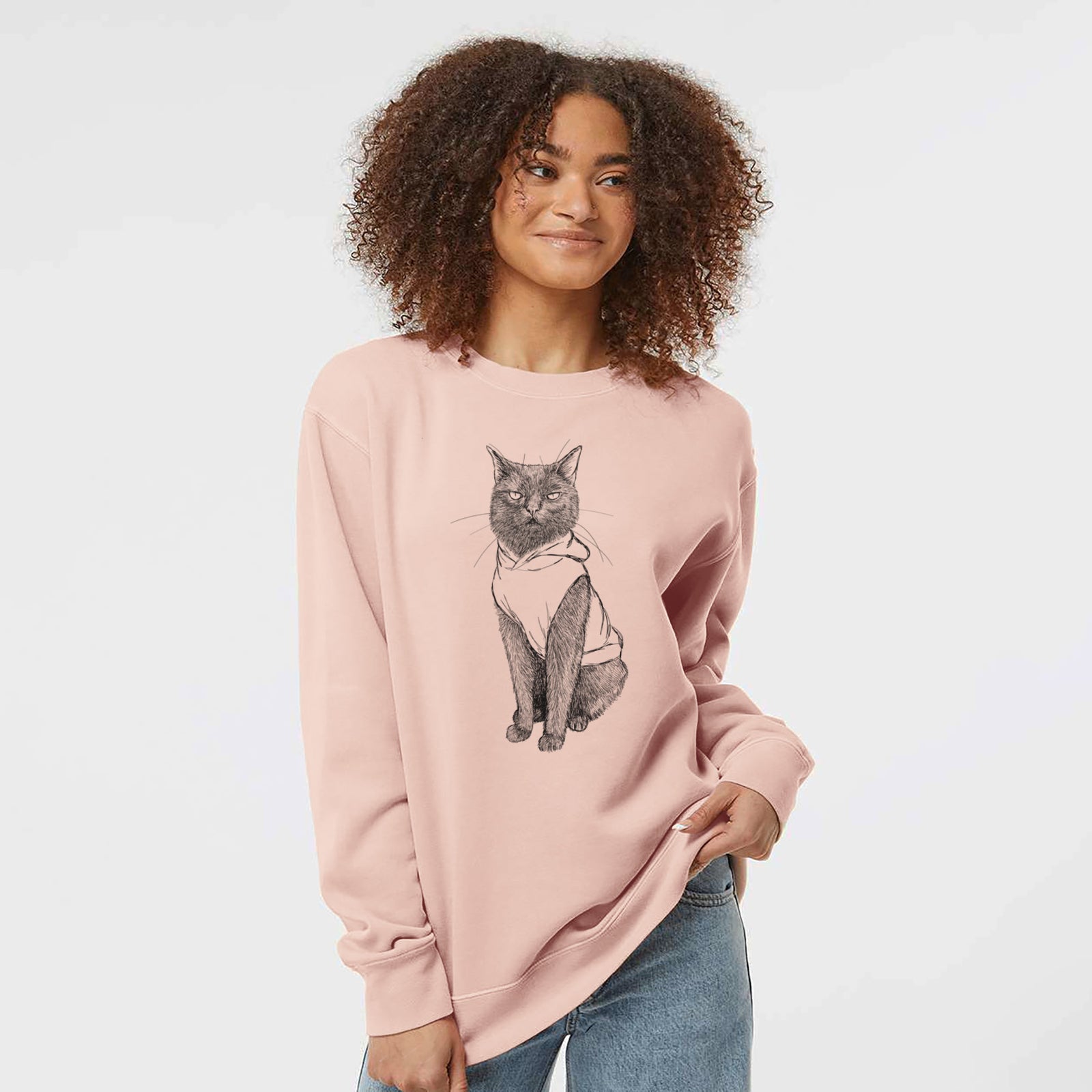 Doodled Simon Yosh the Bombay Cat - Unisex Pigment Dyed Crew Sweatshirt