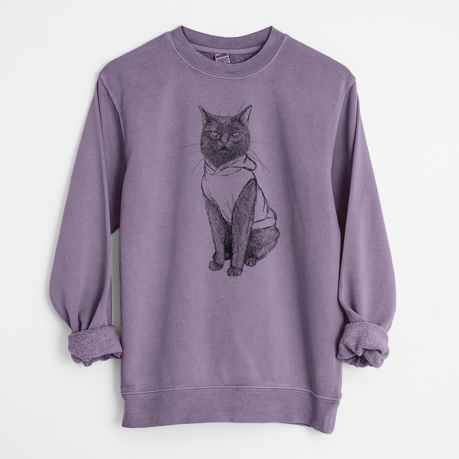 Doodled Simon Yosh the Bombay Cat - Unisex Pigment Dyed Crew Sweatshirt