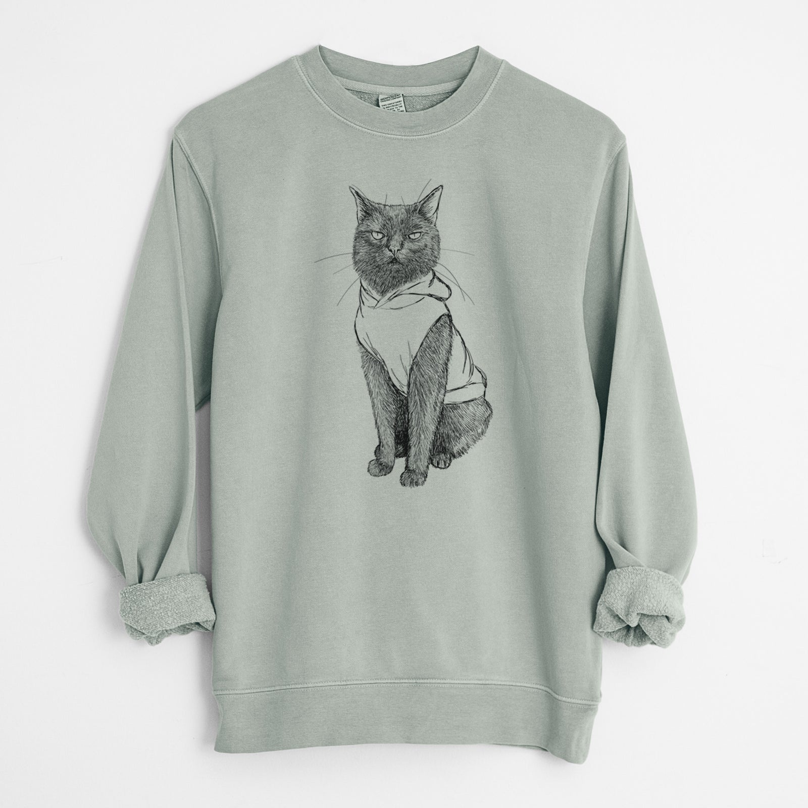Doodled Simon Yosh the Bombay Cat - Unisex Pigment Dyed Crew Sweatshirt