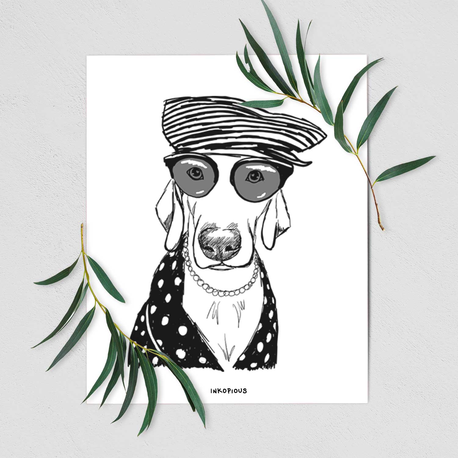 Doodled Skeeter the Weimaraner Art Print