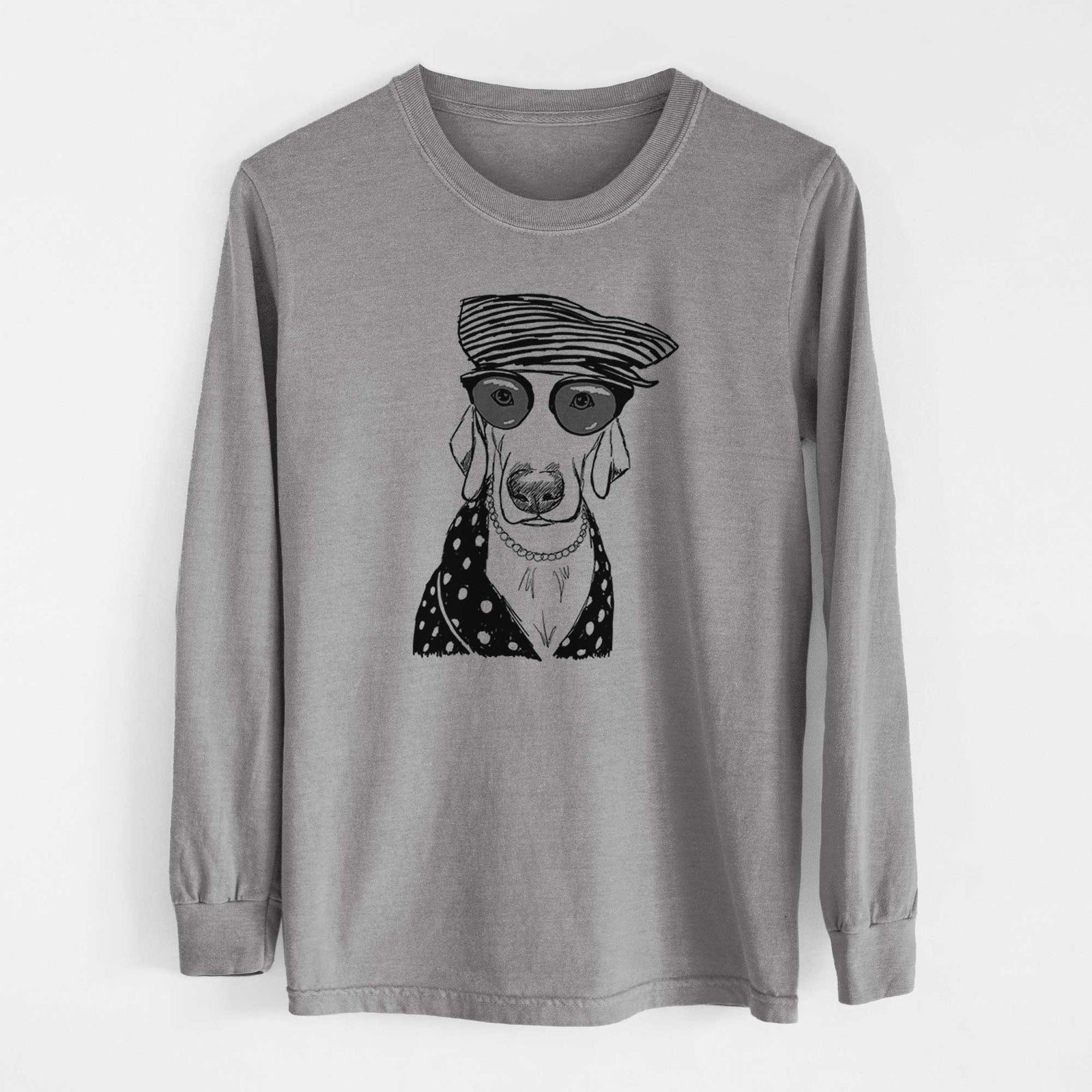 Doodled Skeeter the Weimaraner - Heavyweight 100% Cotton Long Sleeve