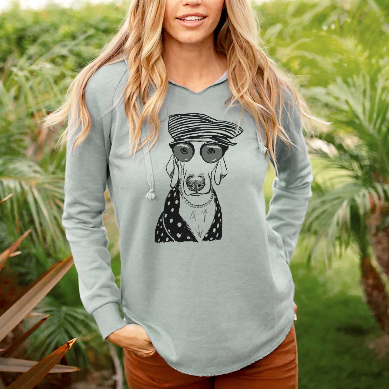 Doodled Skeeter the Weimaraner - Cali Wave Hooded Sweatshirt