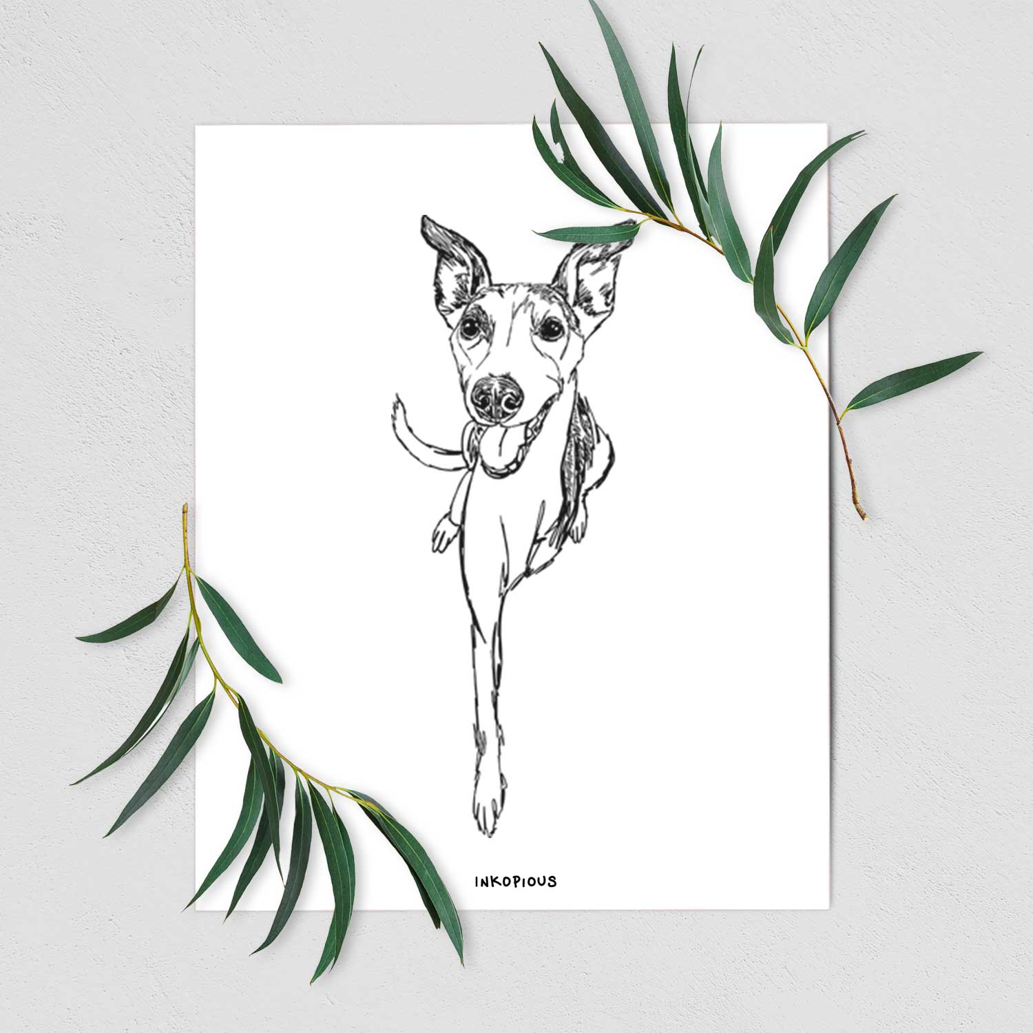 Doodled Sonic the Tripod Whippet Art Print