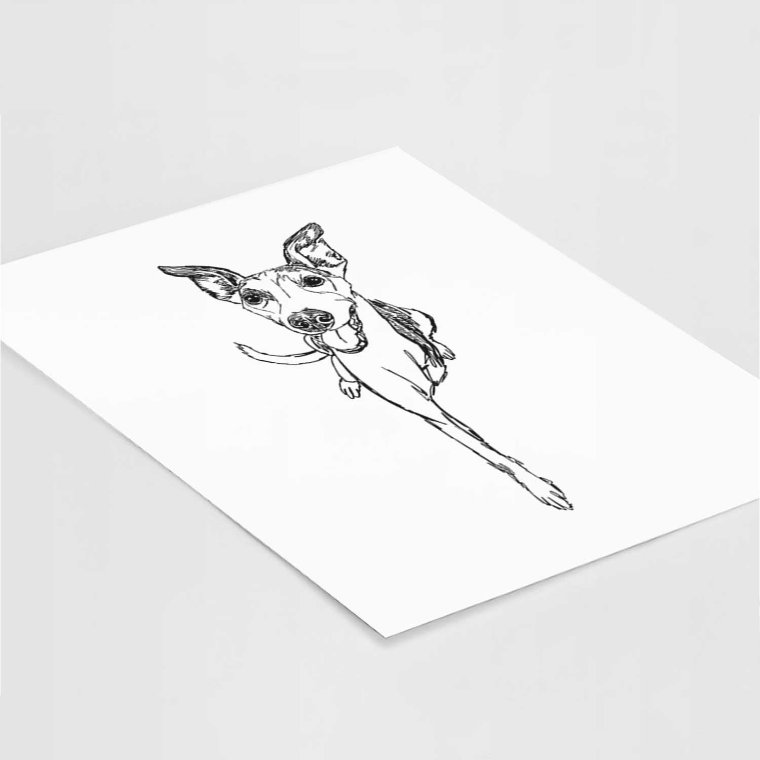 Doodled Sonic the Tripod Whippet Art Print