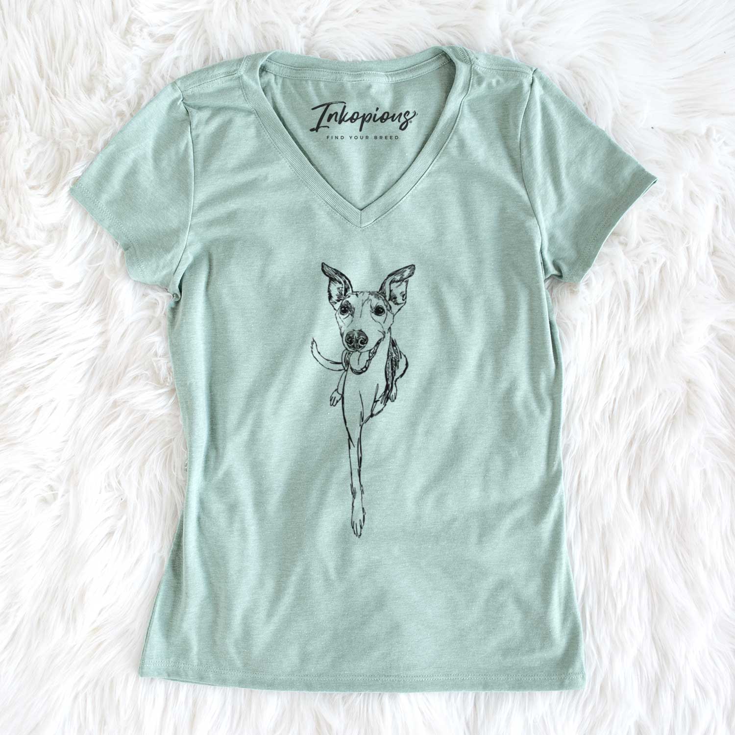 Doodled Sonic the Whippet - Women's V-neck Shirt