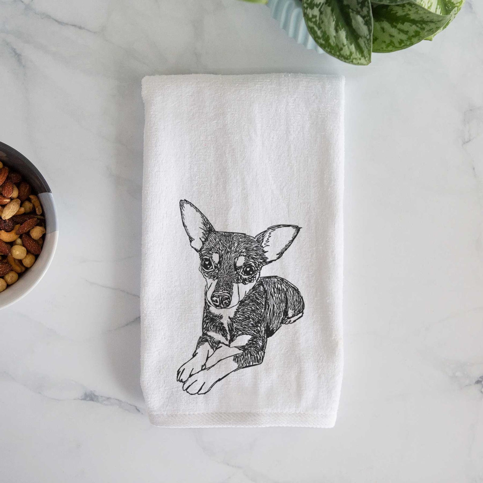 Doodled Sparty the Mixed Breed Decorative Hand Towel