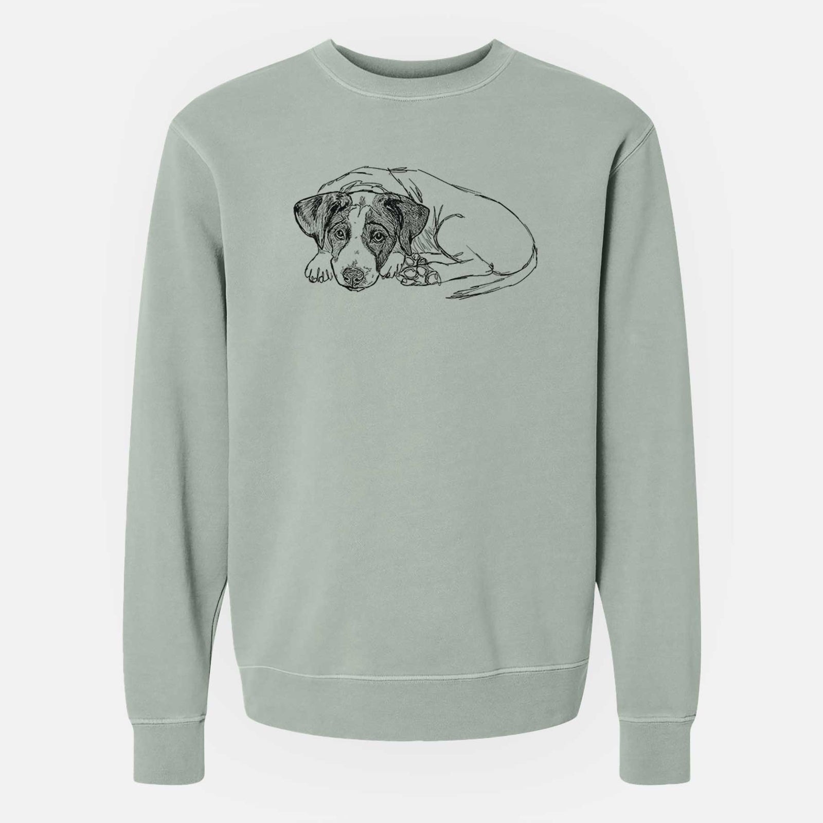Doodled Stormy the English Pointer Puppy - Unisex Pigment Dyed Crew Sweatshirt