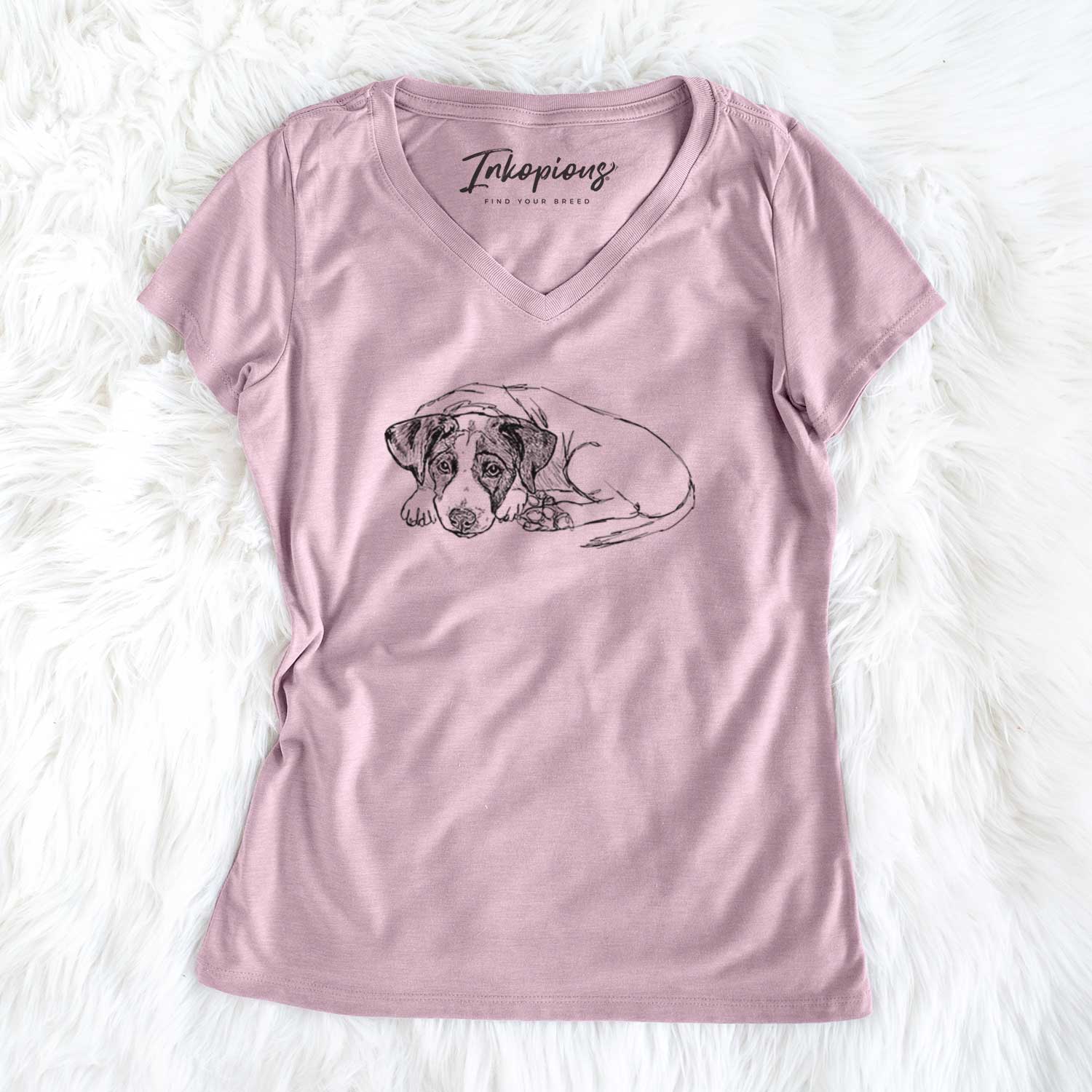 Doodled Stormy the English Pointer Puppy - Women's V-neck Shirt