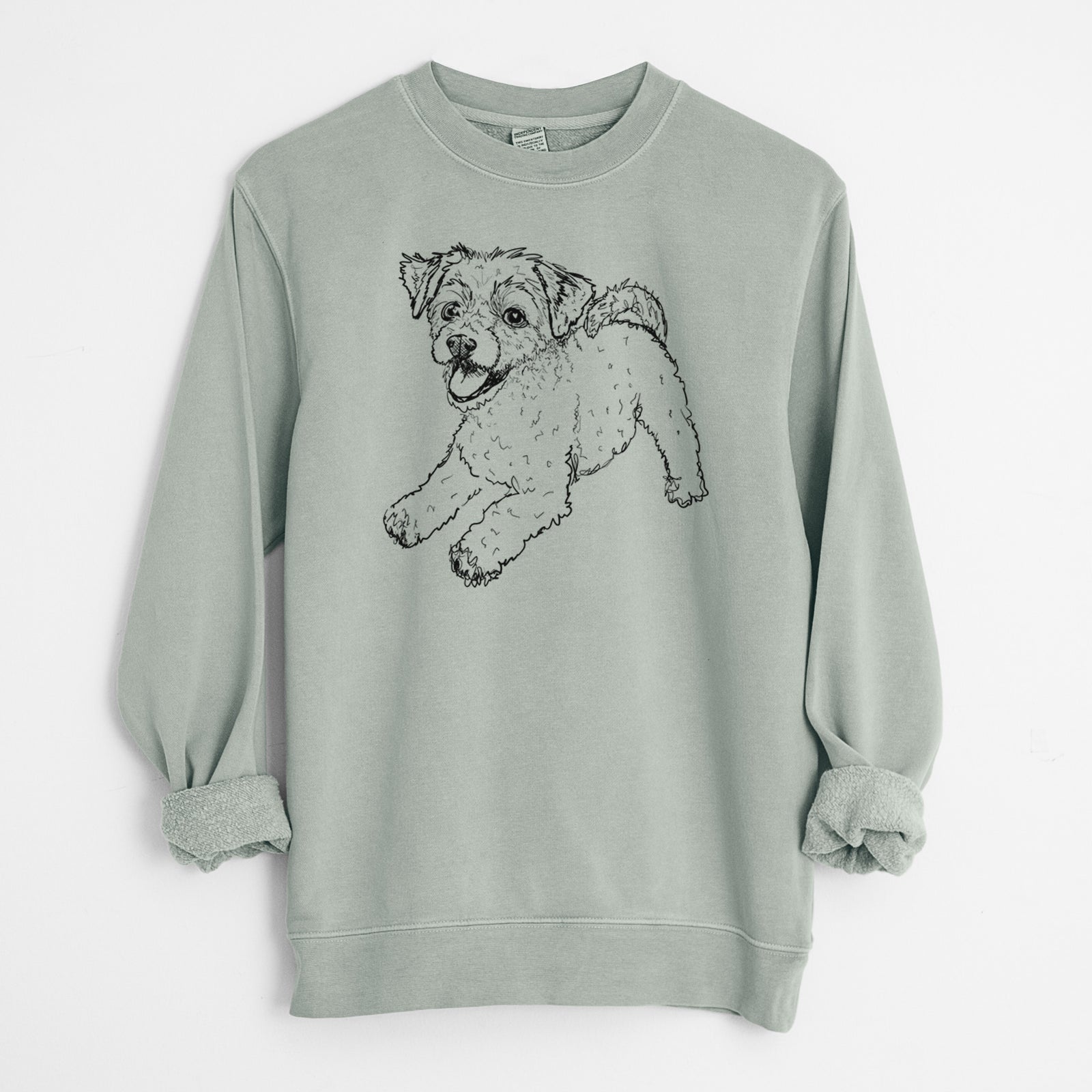 Doodled Stuart the Chipoo - Unisex Pigment Dyed Crew Sweatshirt