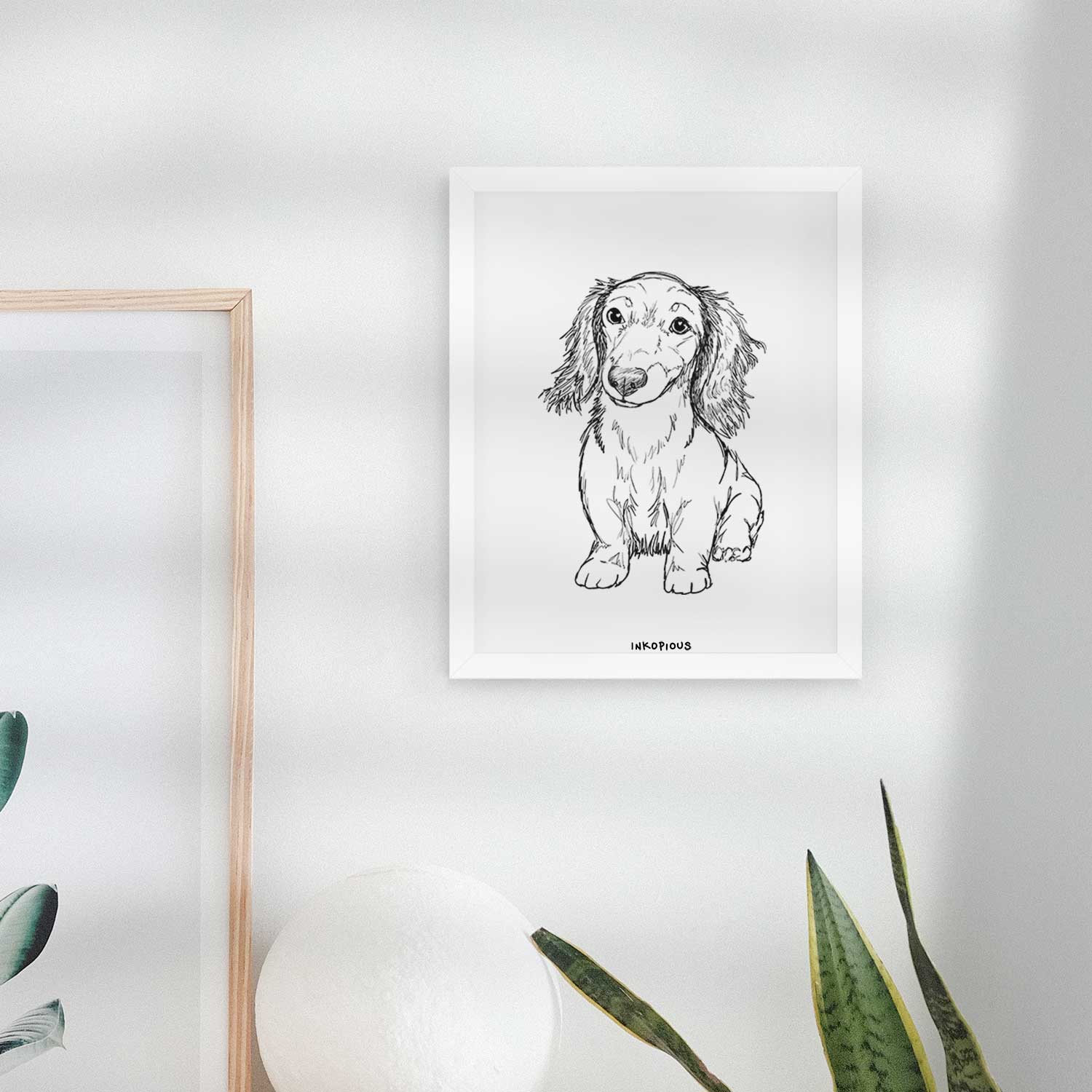 Doodled Sweetie the Toy Long Haired Dachshund Art Print