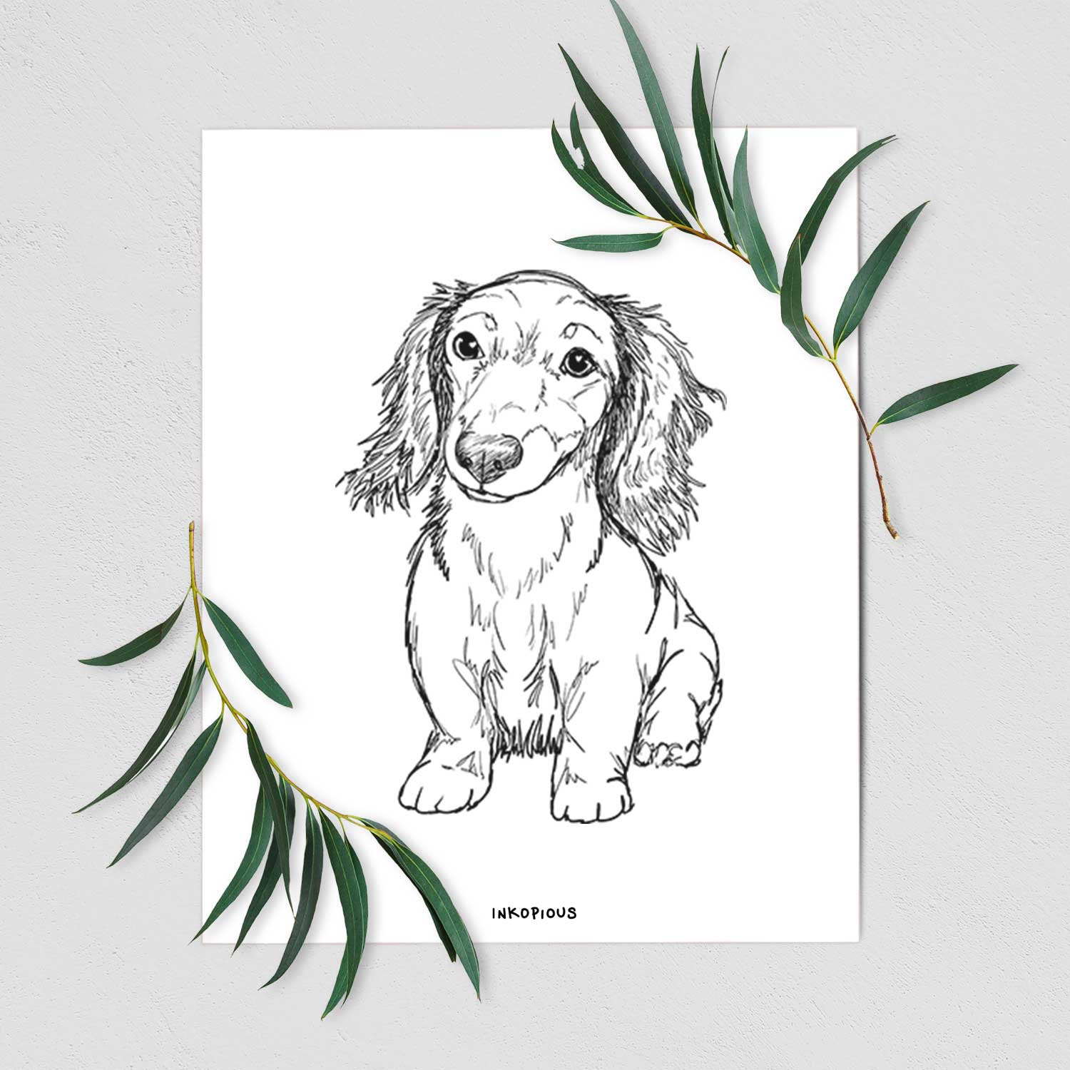 Doodled Sweetie the Toy Long Haired Dachshund Art Print