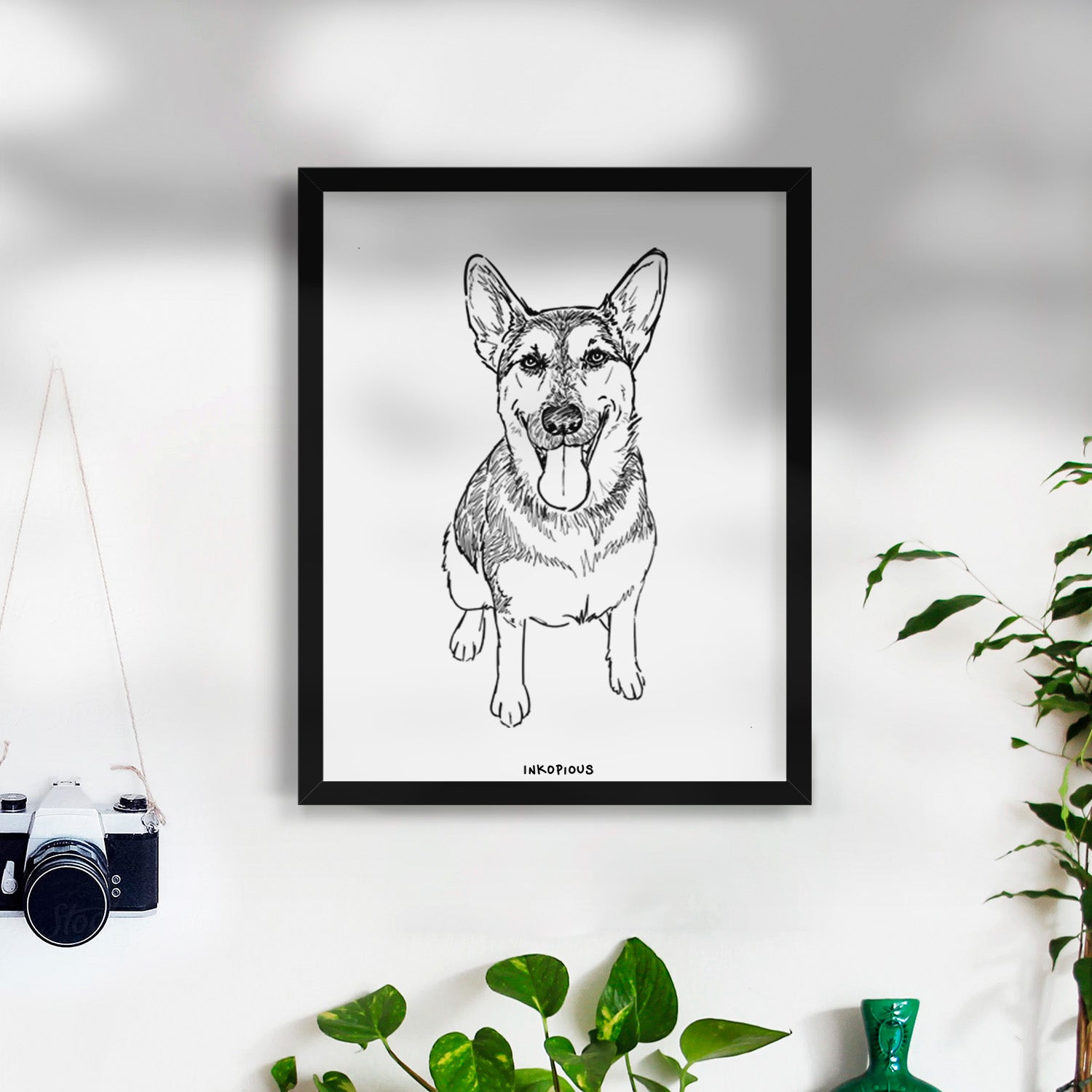 Doodled Syrinx the German Shepherd Art Print