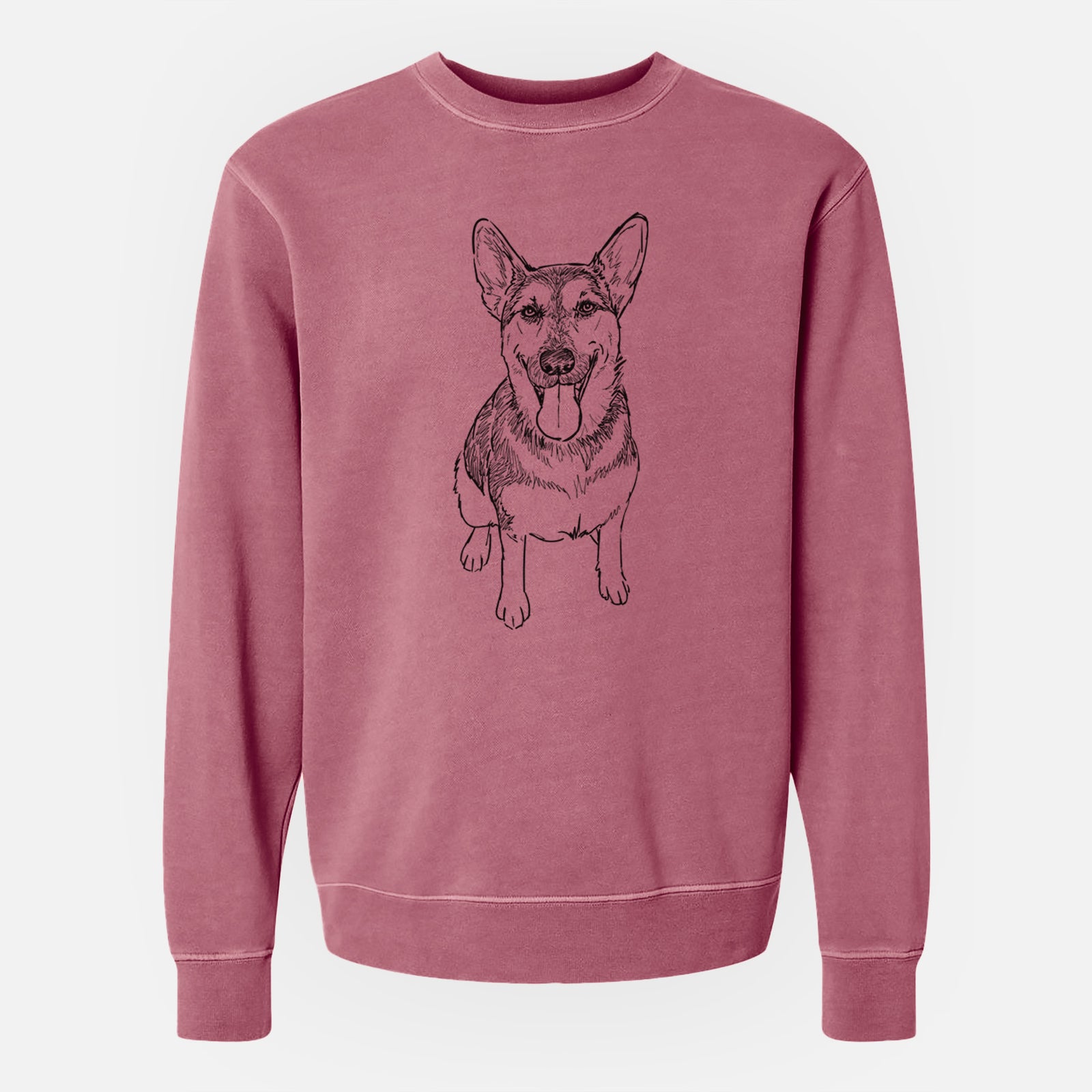 Doodled Syrinx the German Shepherd - Unisex Pigment Dyed Crew Sweatshirt