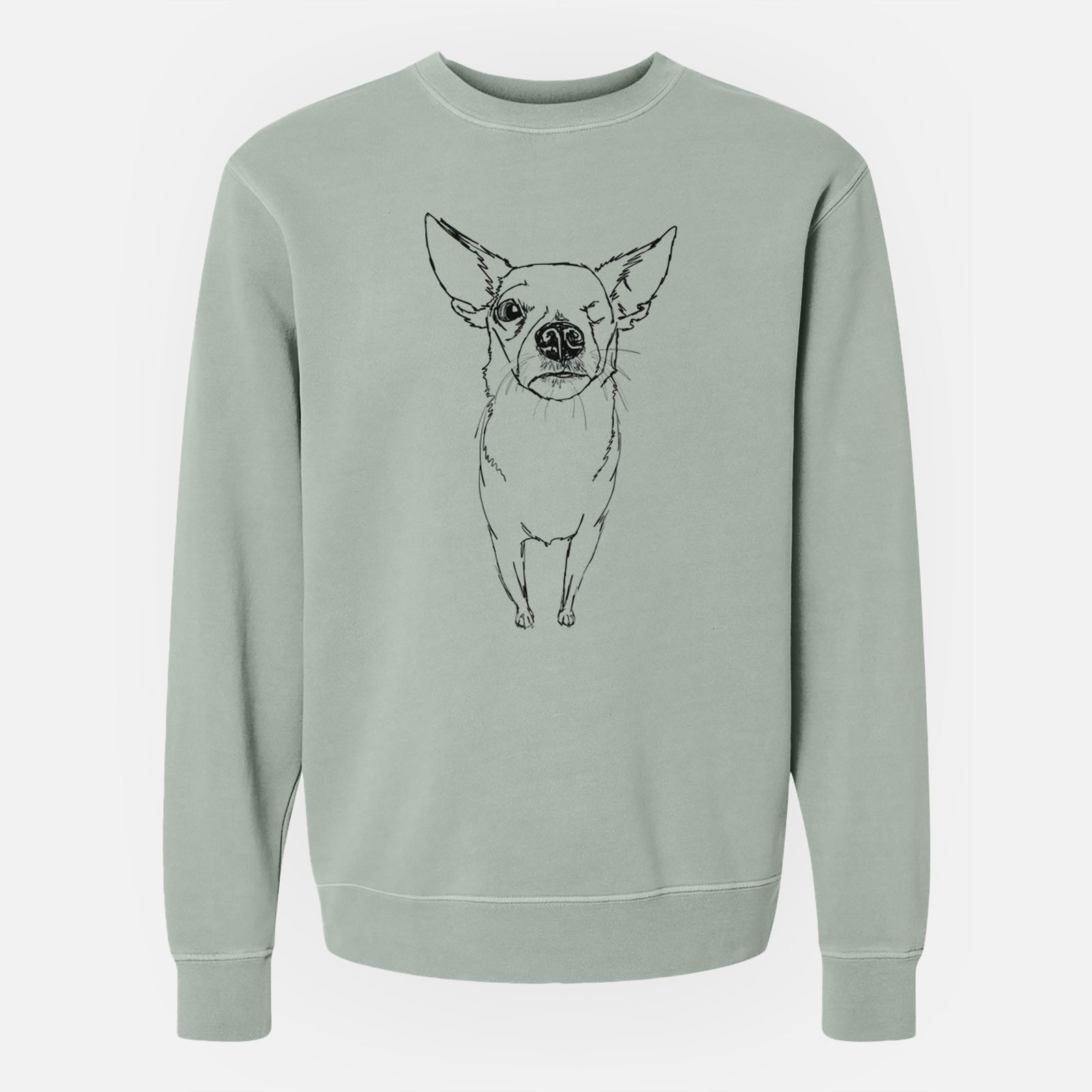 Doodled Tank the One eyed Pomchi - Unisex Pigment Dyed Crew Sweatshirt