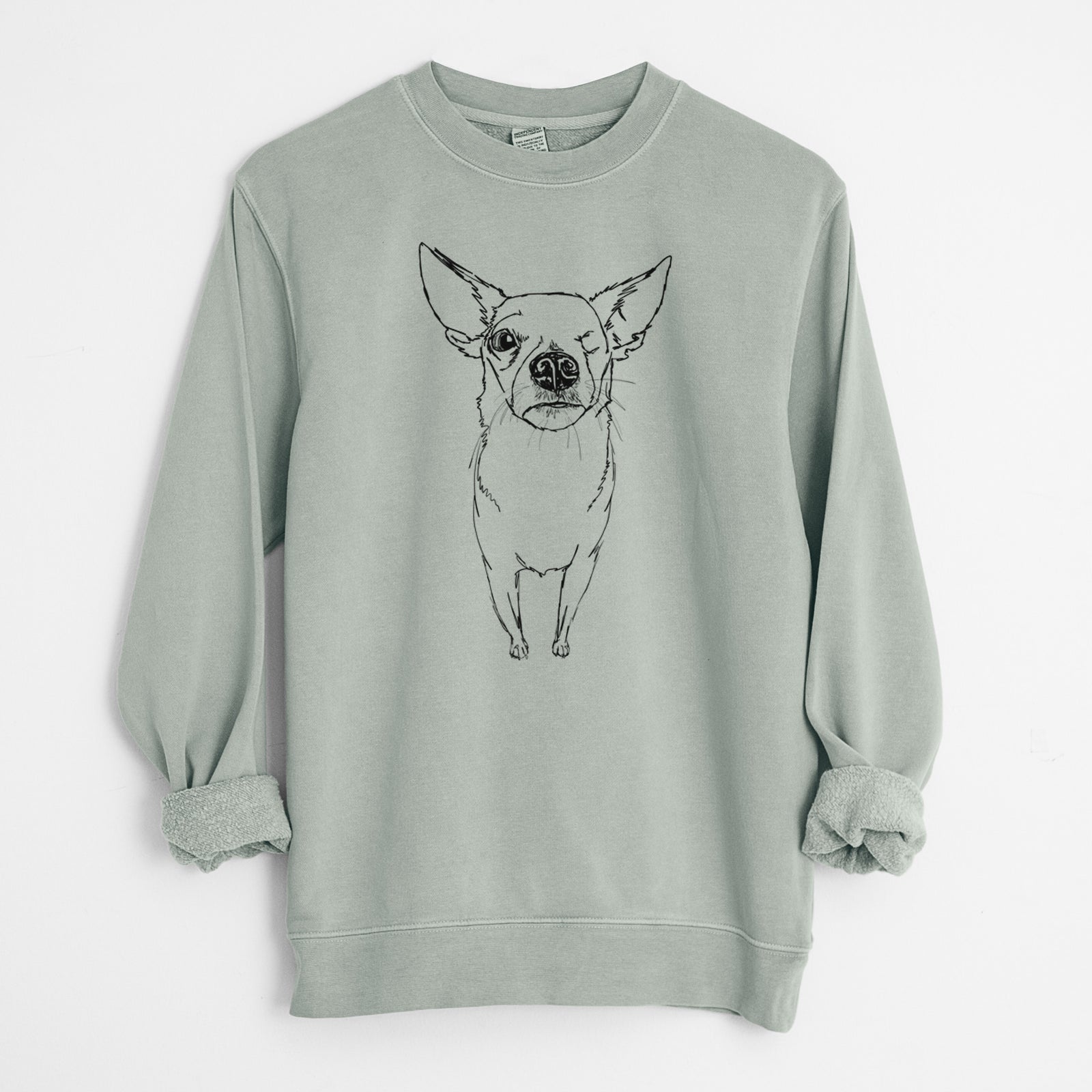 Doodled Tank the One eyed Pomchi - Unisex Pigment Dyed Crew Sweatshirt