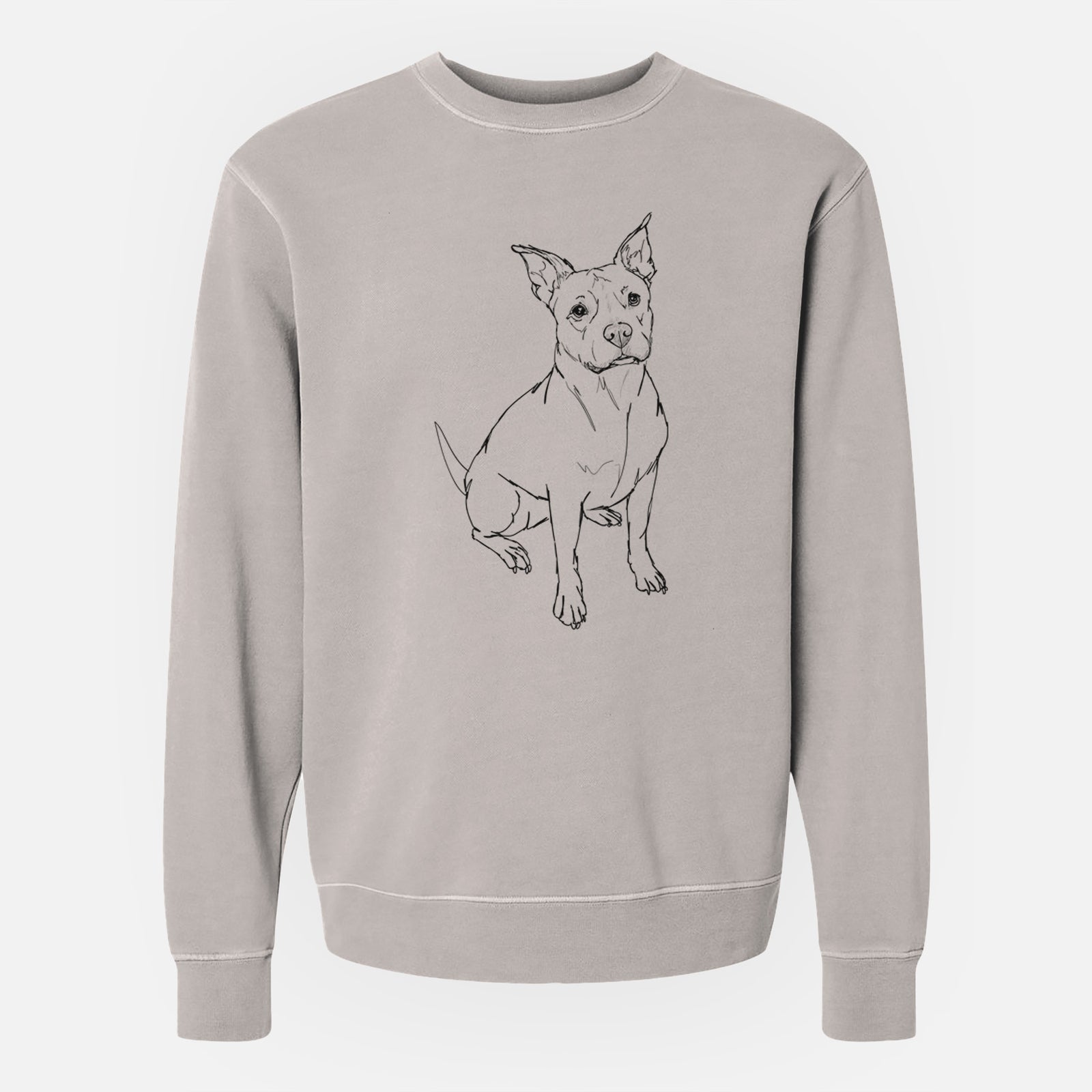Doodled Tater Tot the American Staffordshire Terrier - Unisex Pigment Dyed Crew Sweatshirt