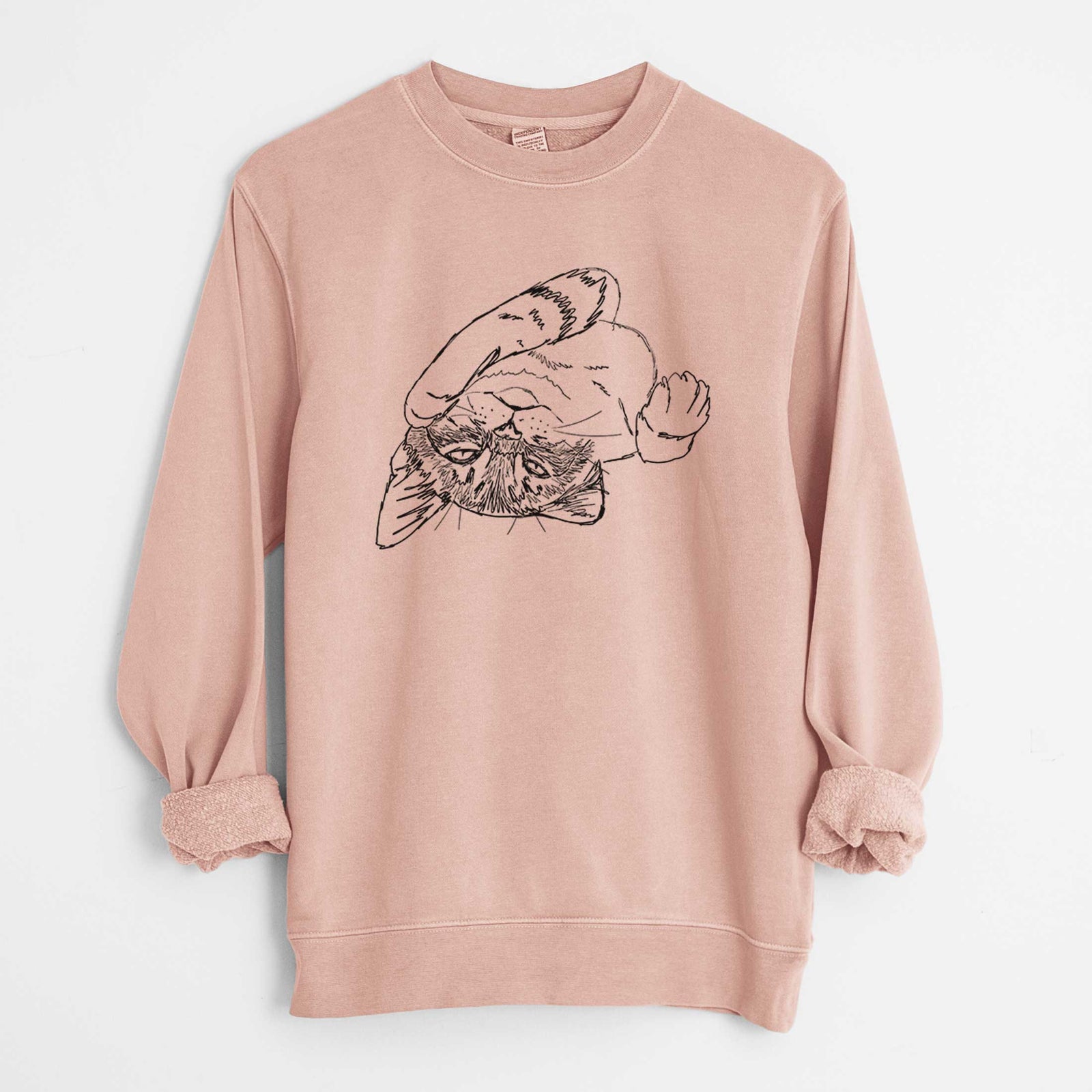 Doodled Tator the Tabby Kitten - Unisex Pigment Dyed Crew Sweatshirt