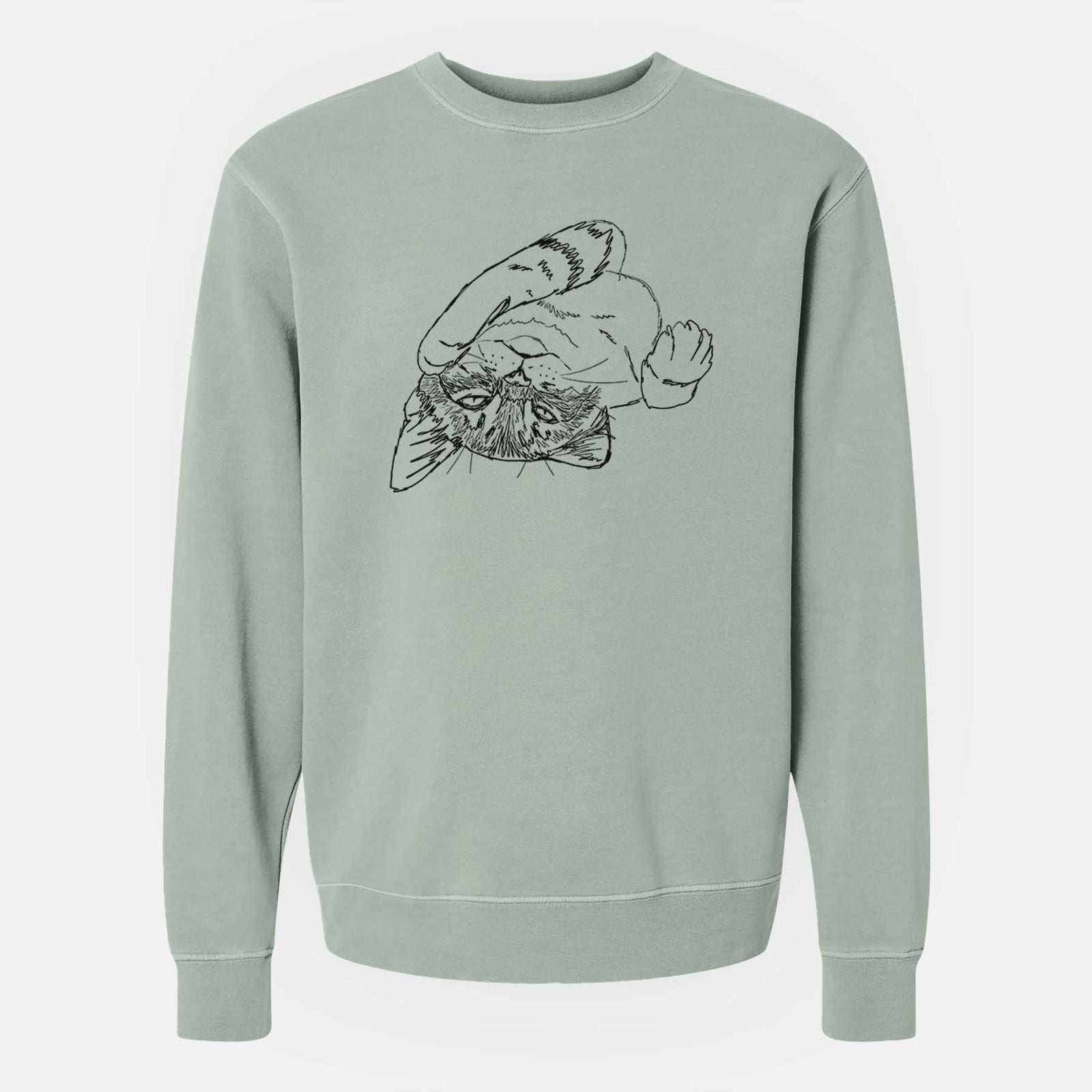 Doodled Tator the Tabby Kitten - Unisex Pigment Dyed Crew Sweatshirt