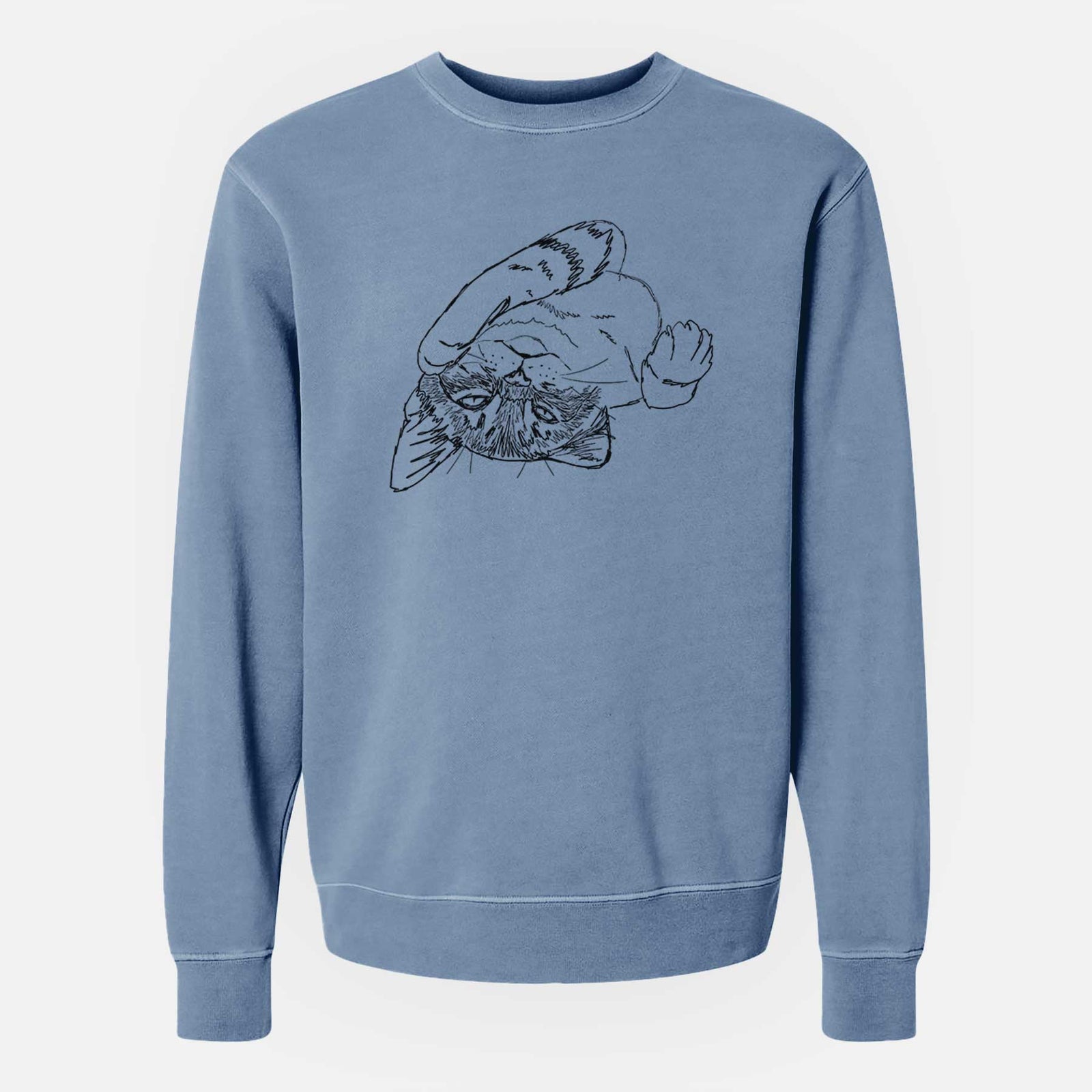 Doodled Tator the Tabby Kitten - Unisex Pigment Dyed Crew Sweatshirt