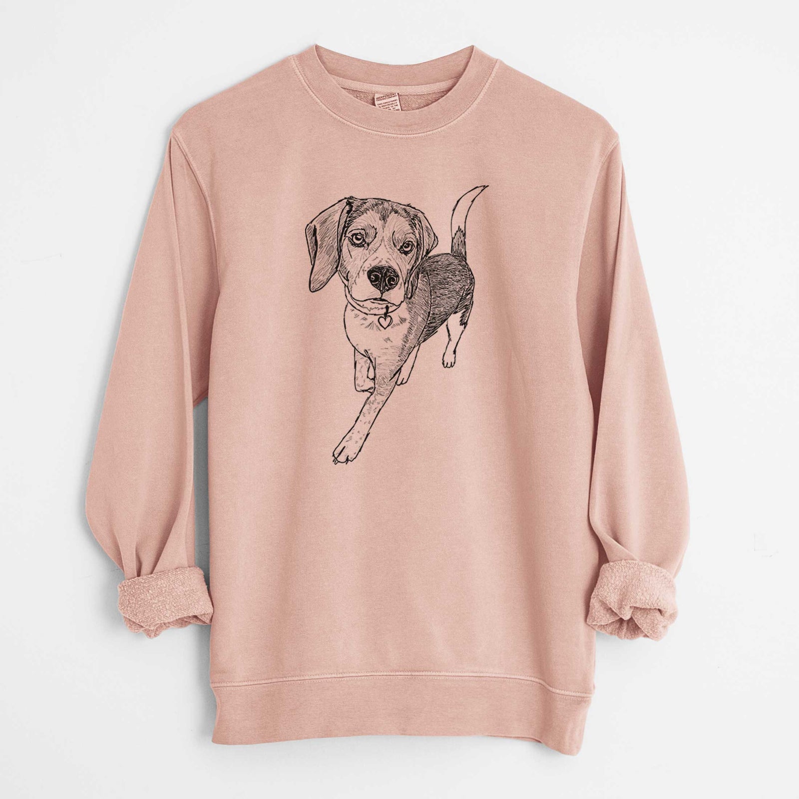 Doodled Tuck Finn the Beagle - Unisex Pigment Dyed Crew Sweatshirt