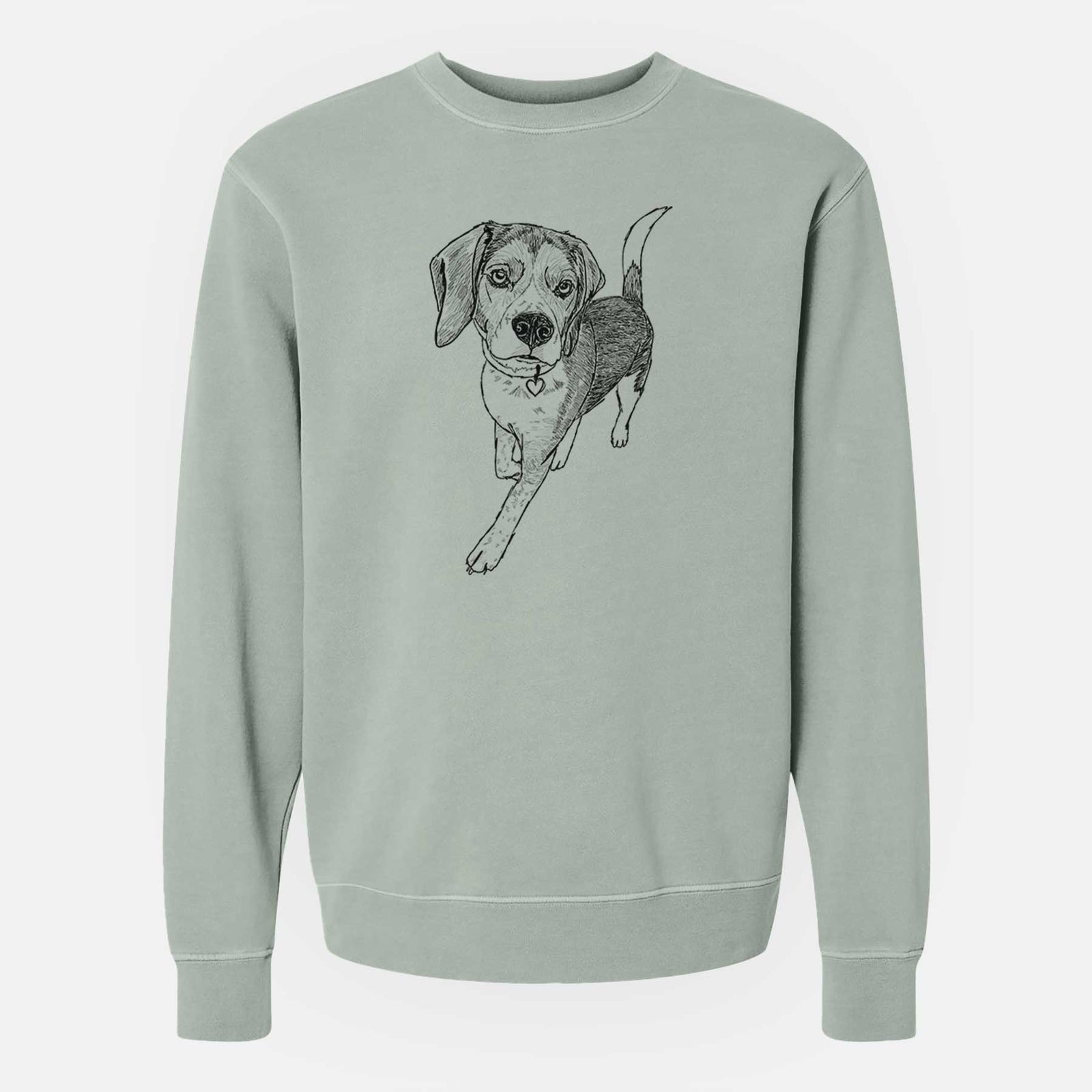 Doodled Tuck Finn the Beagle - Unisex Pigment Dyed Crew Sweatshirt