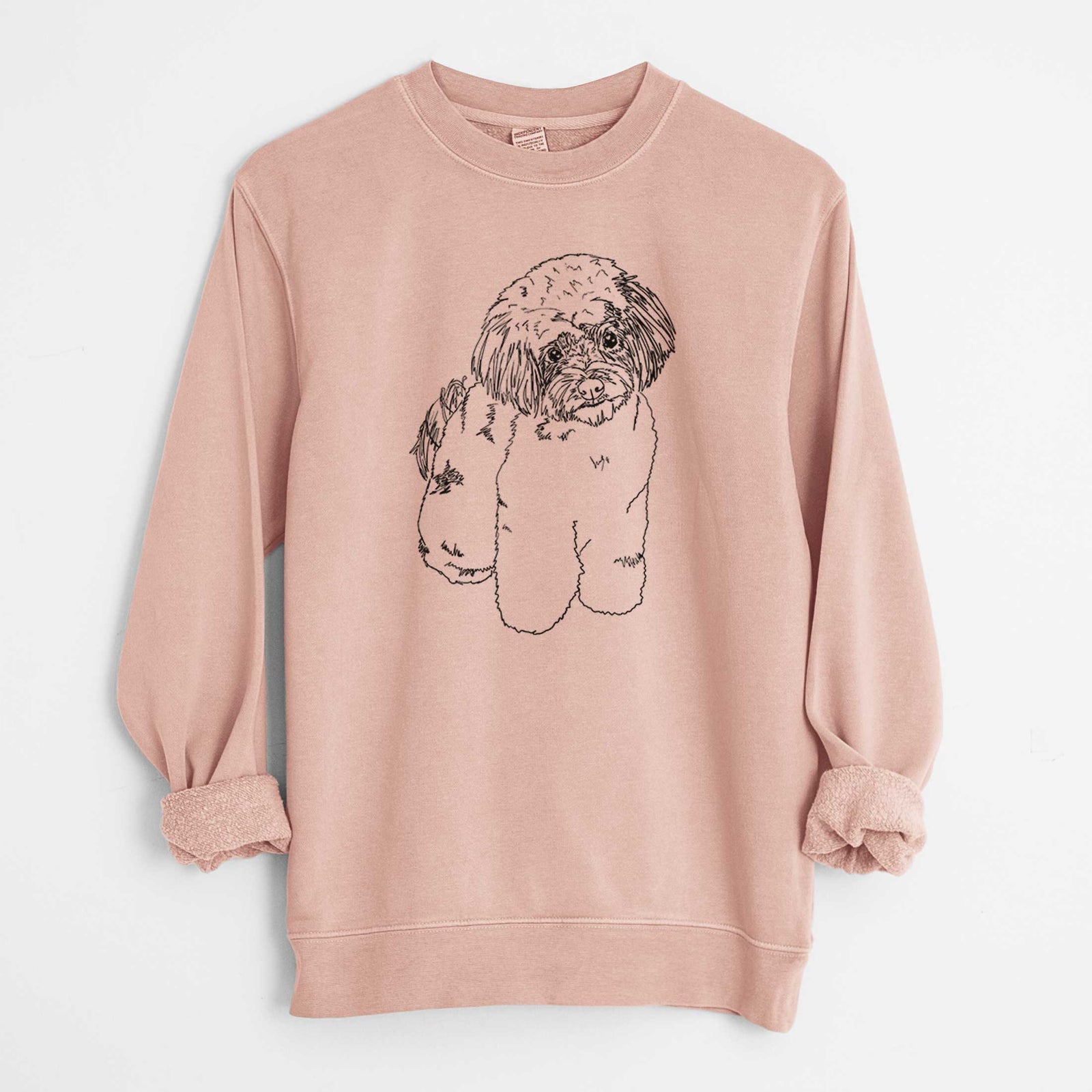 Doodled Tucker the Aussiedoodle - Unisex Pigment Dyed Crew Sweatshirt