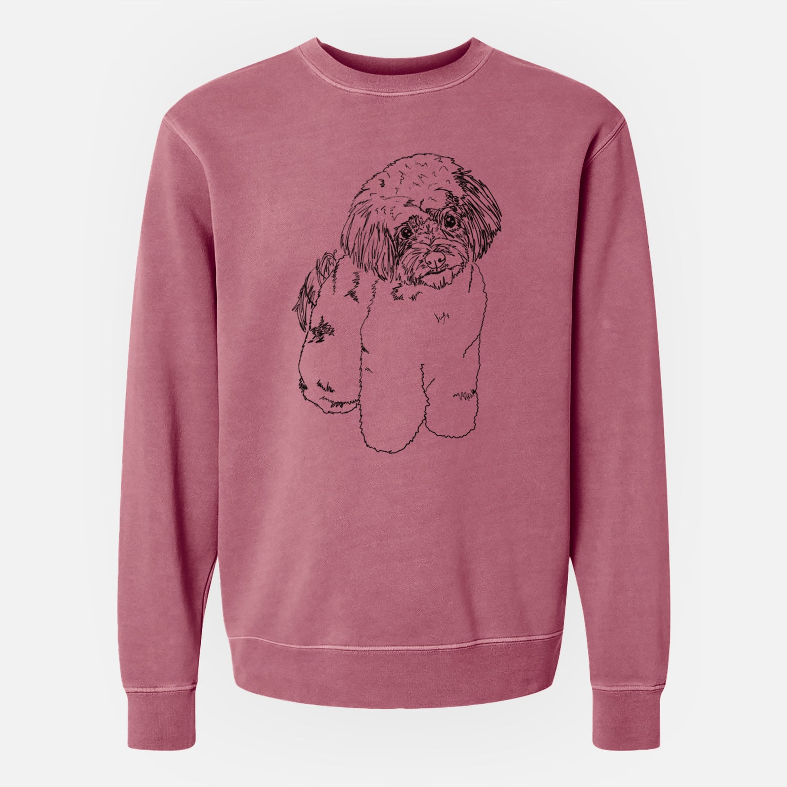 Doodled Tucker the Aussiedoodle - Unisex Pigment Dyed Crew Sweatshirt