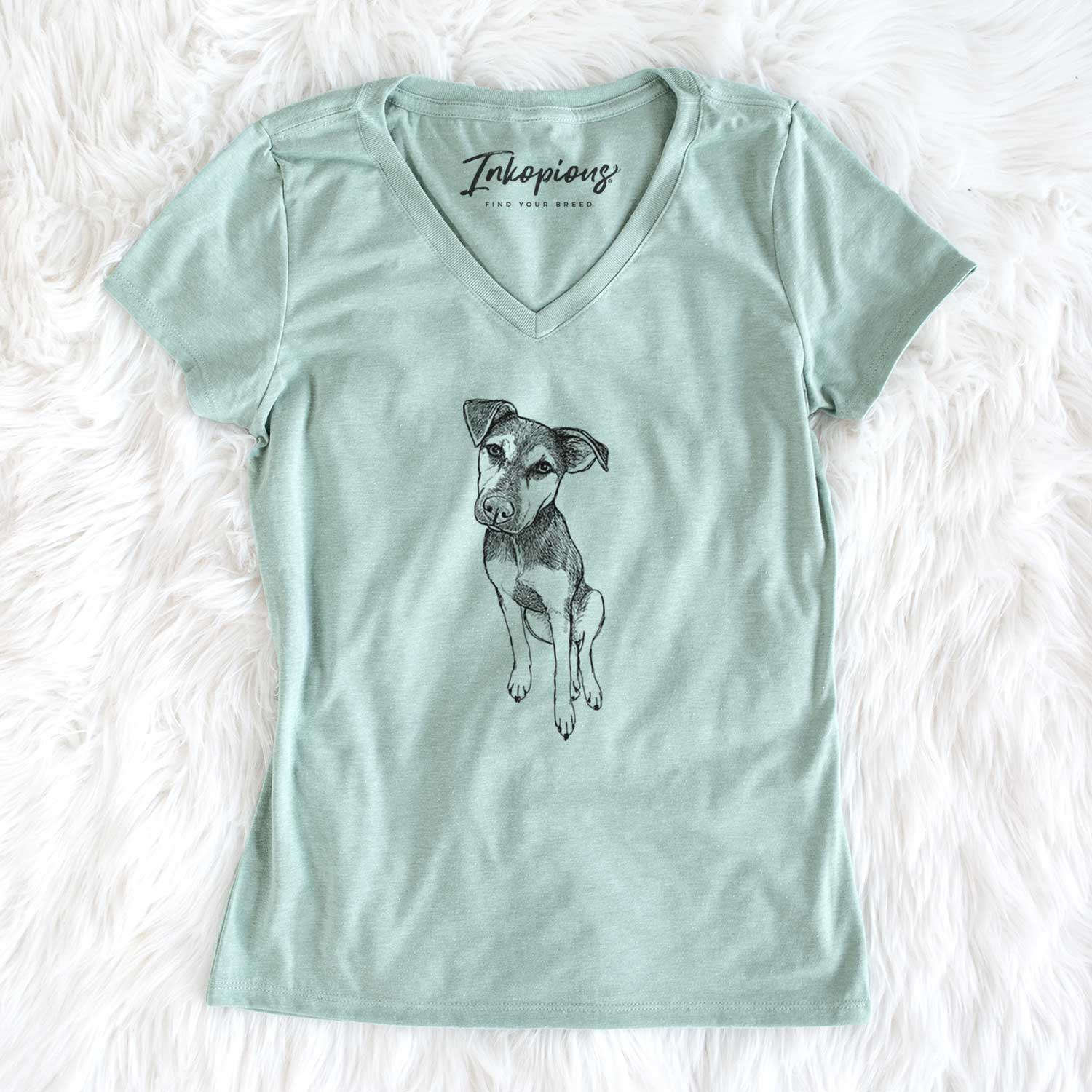 Doodled Tuesday the Mixed Breed - Women's V-neck Shirt