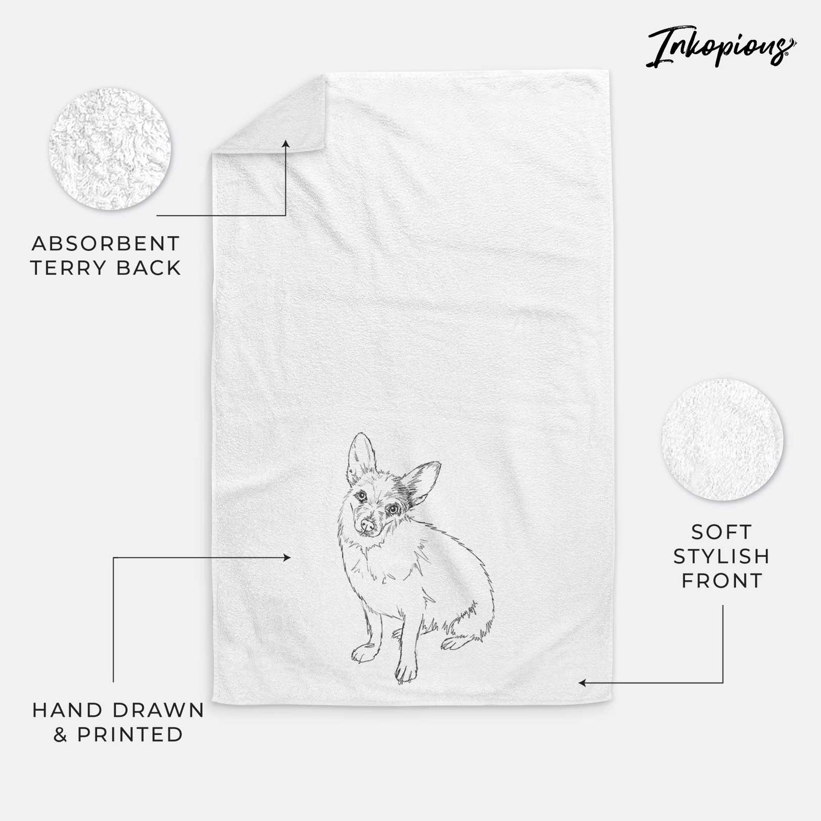 Doodled Tyberius the Jack Chi Decorative Hand Towel