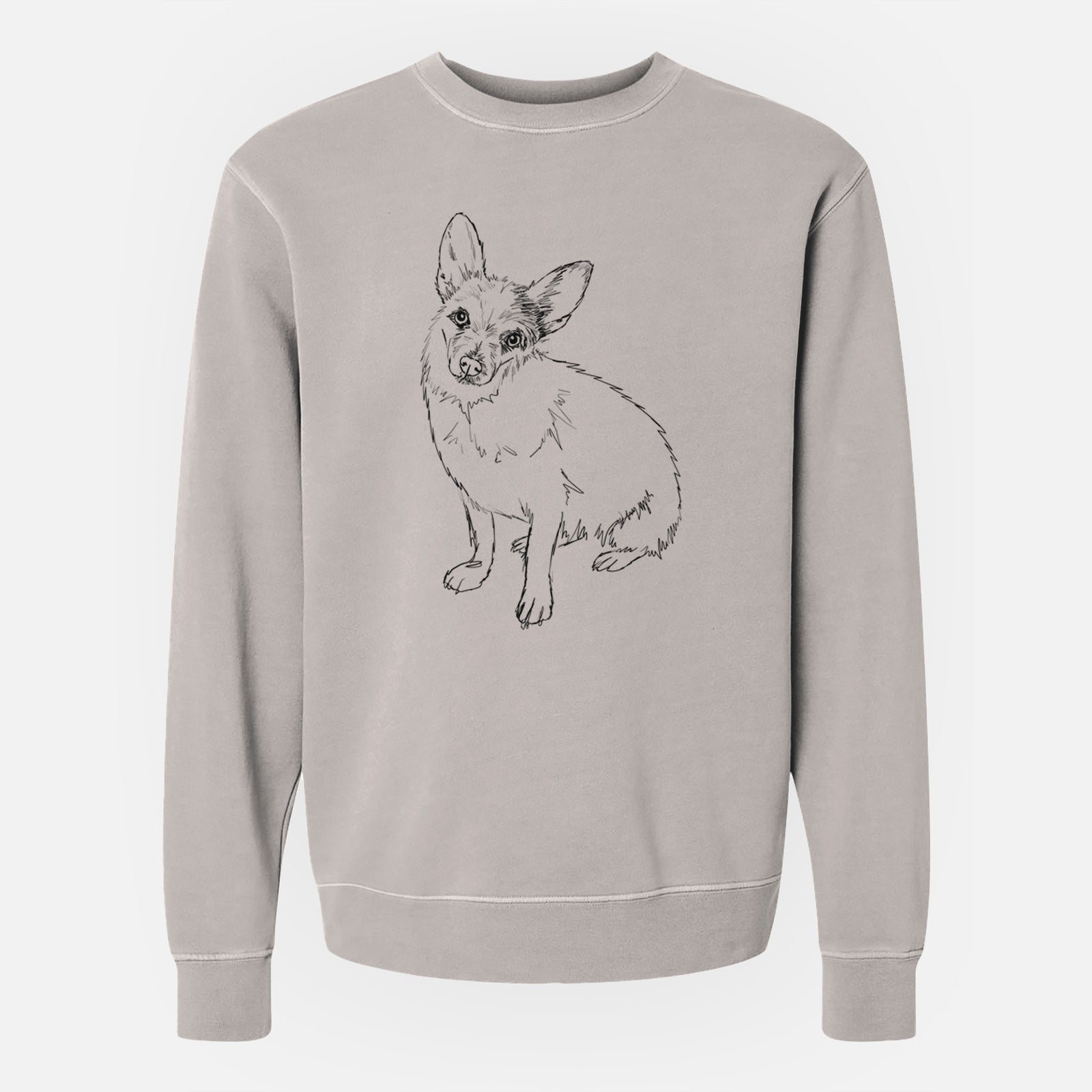 Doodled Tyberius the Jack Chi - Unisex Pigment Dyed Crew Sweatshirt