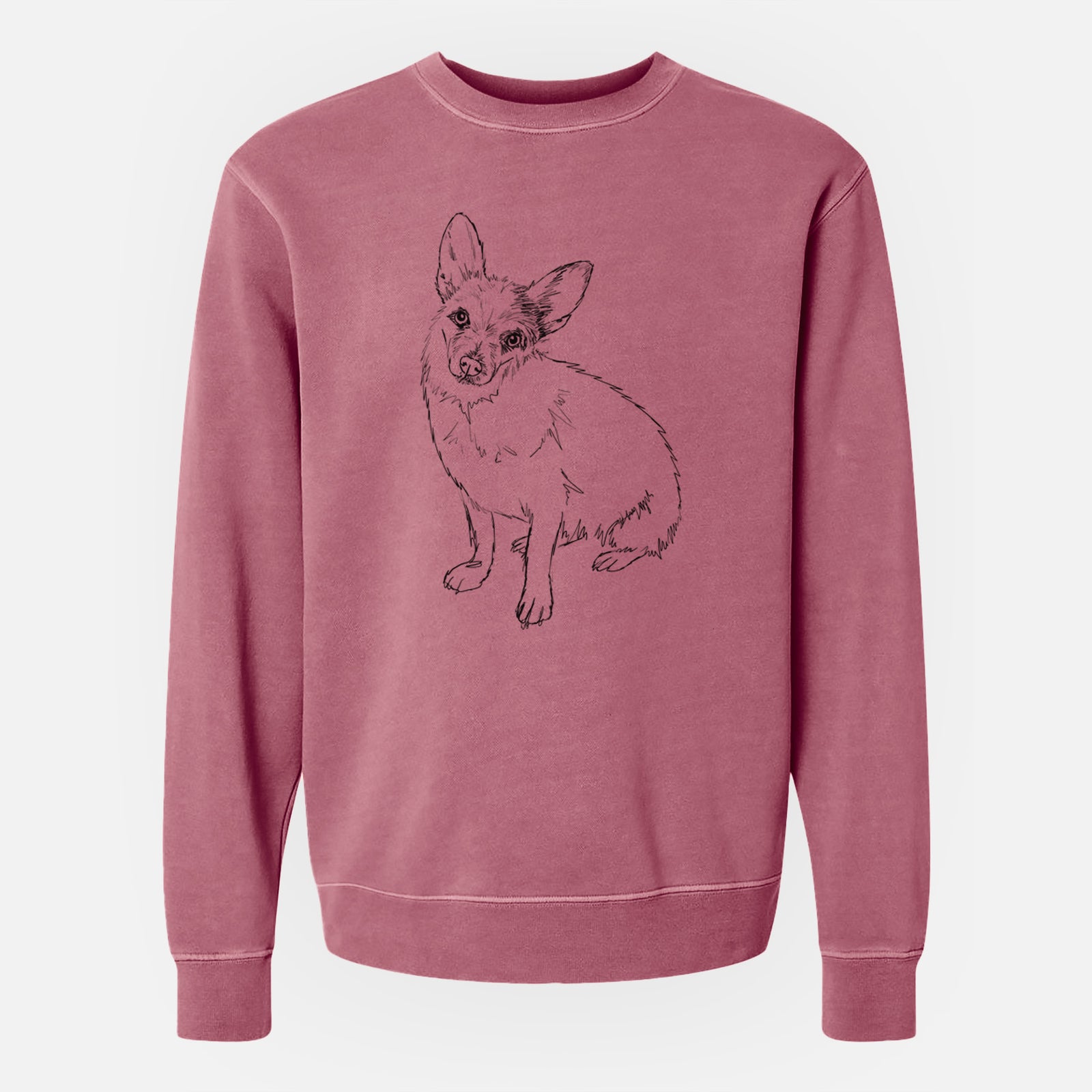 Doodled Tyberius the Jack Chi - Unisex Pigment Dyed Crew Sweatshirt