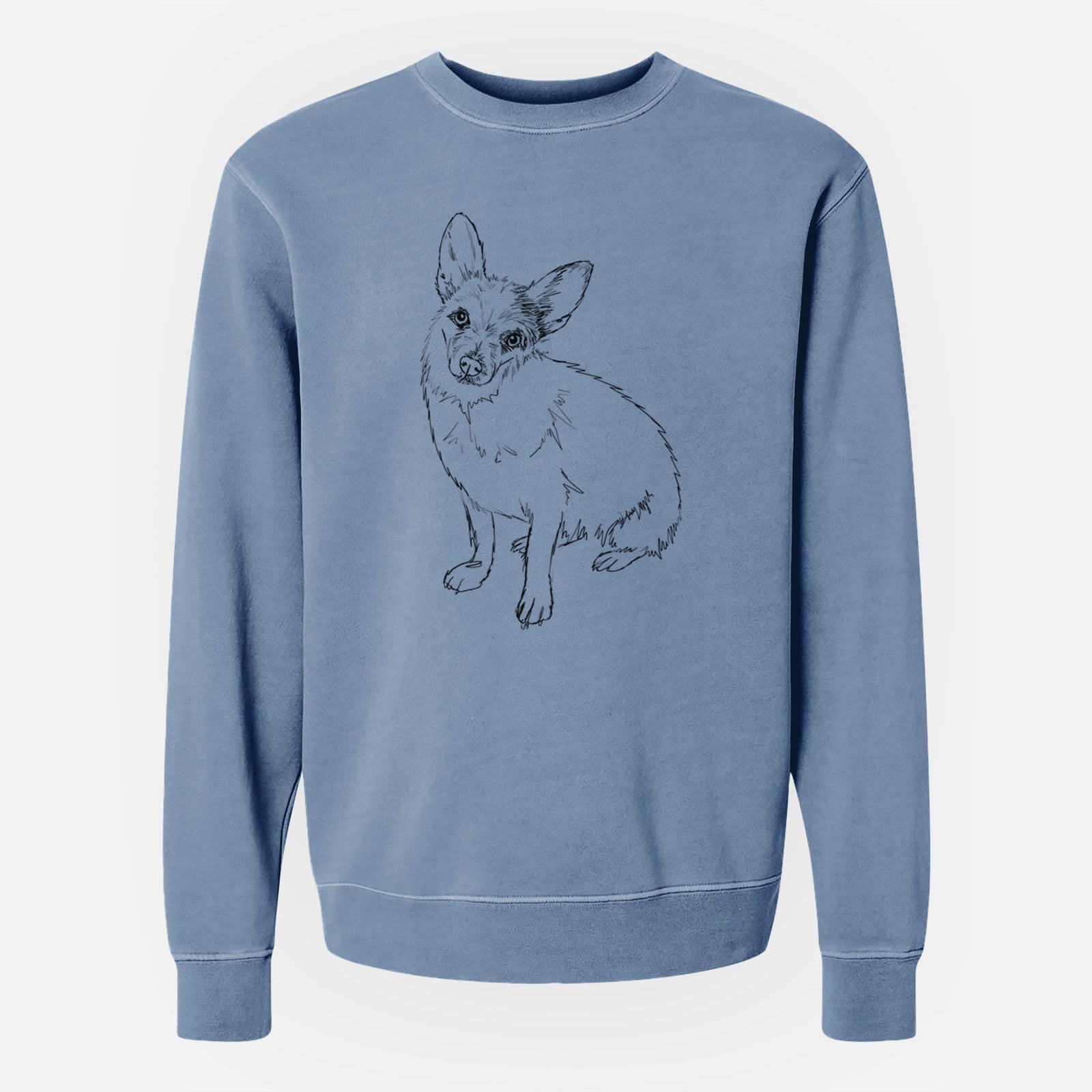 Doodled Tyberius the Jack Chi - Unisex Pigment Dyed Crew Sweatshirt