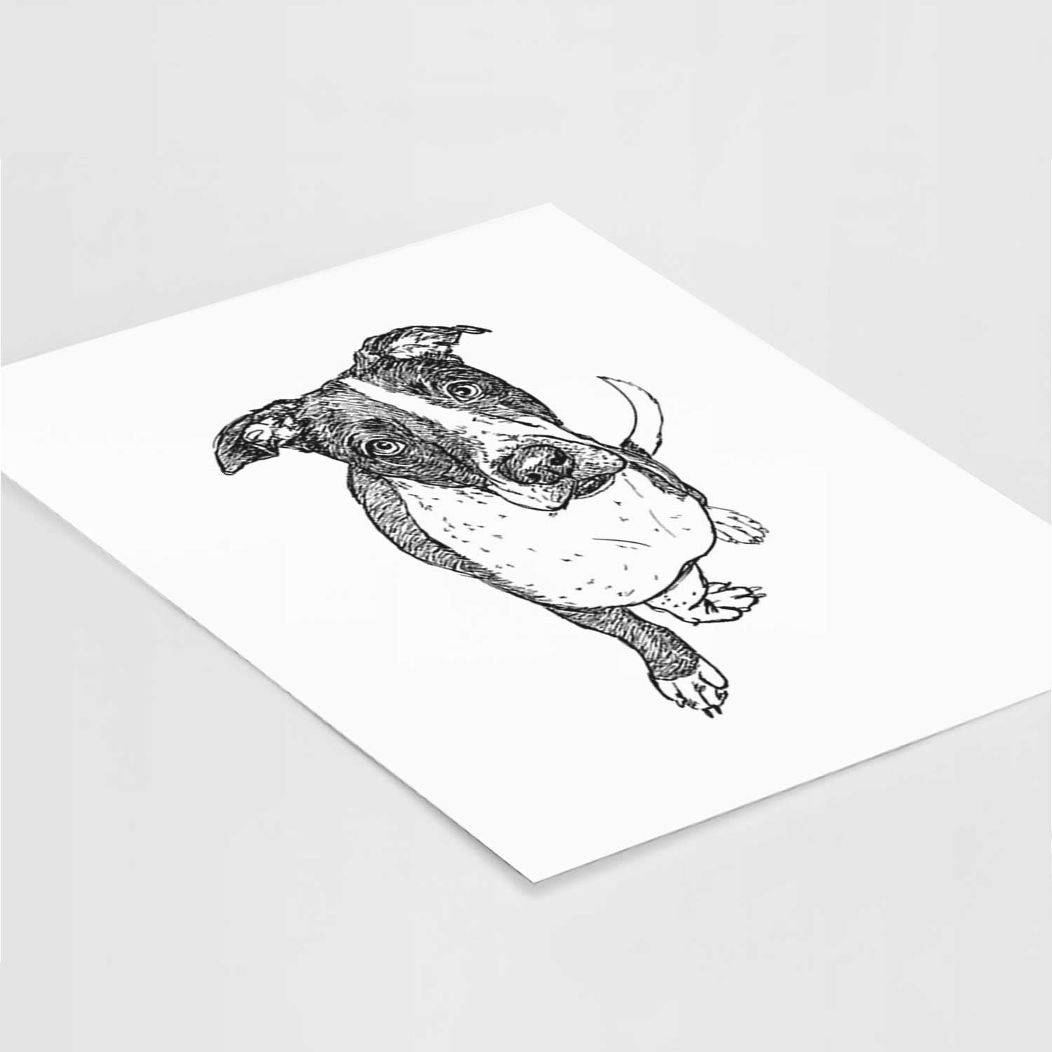 Doodled Vinny the Pitbull Art Print