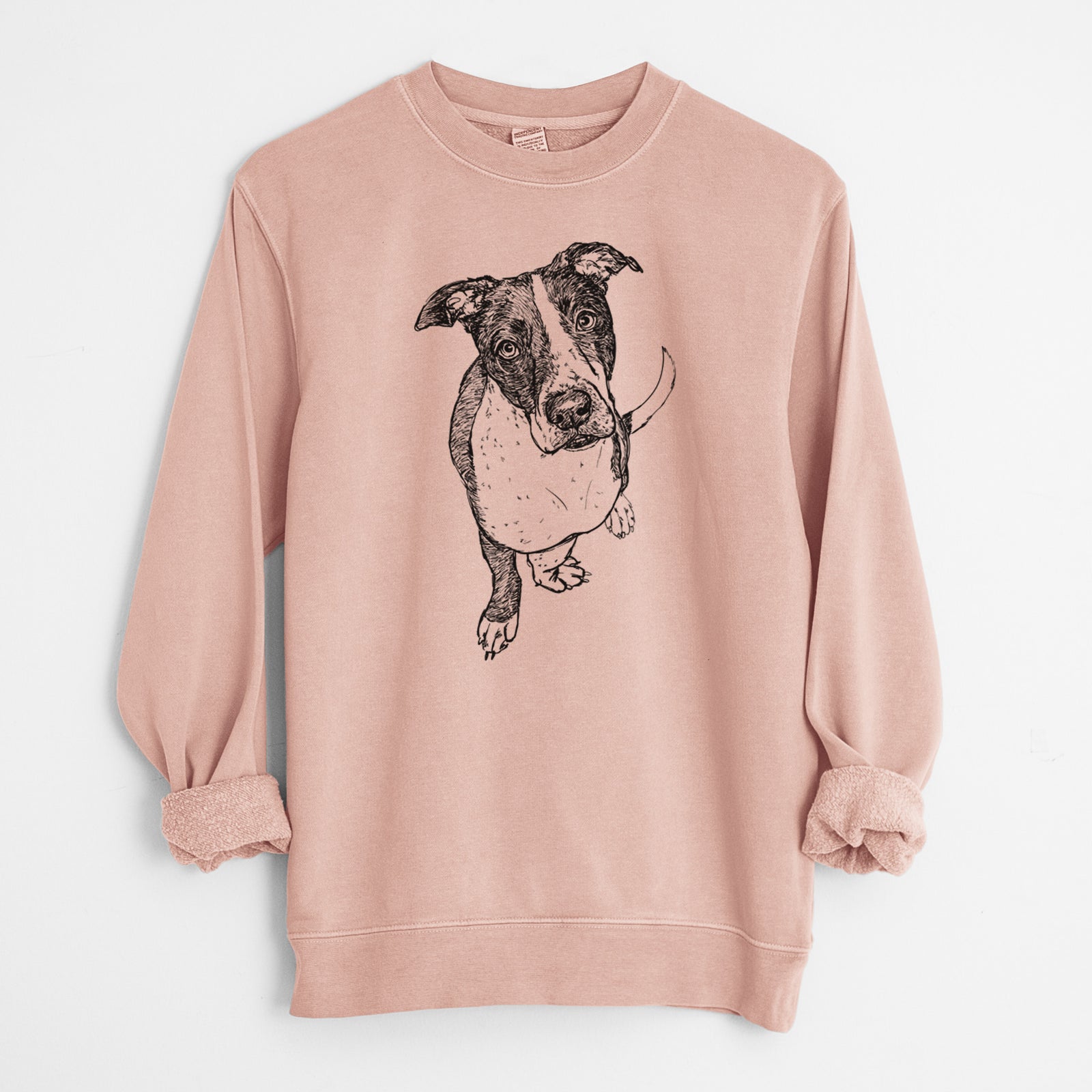 Doodled Vinny the Pitbull - Unisex Pigment Dyed Crew Sweatshirt