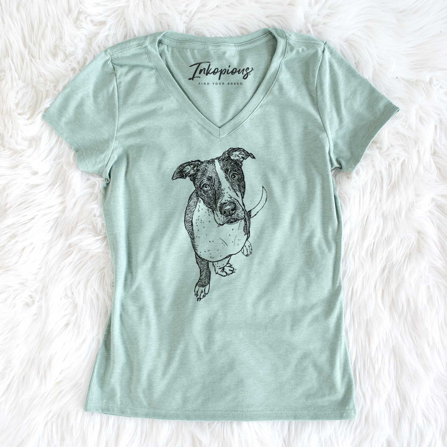 Doodled Vinny the Pitbull - Women's V-neck Shirt