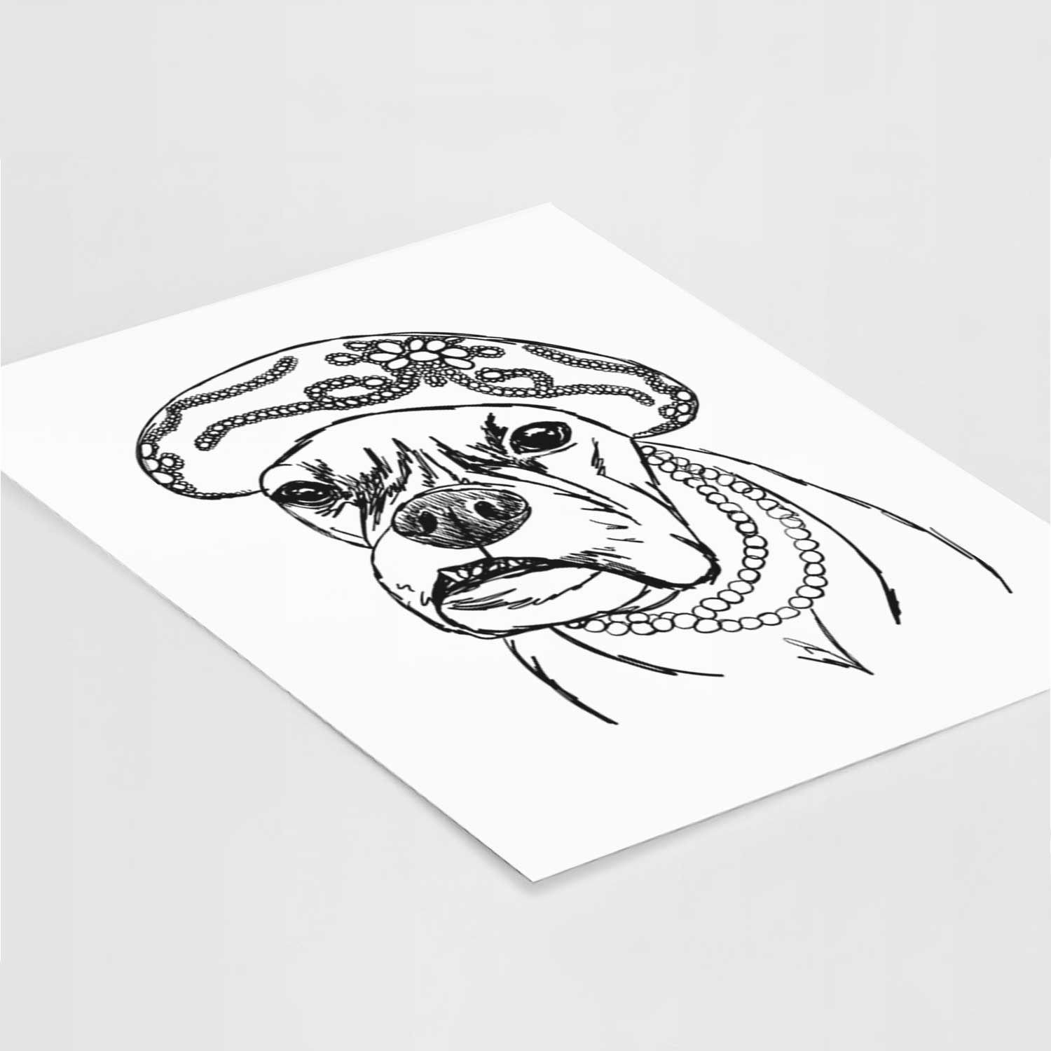 Doodled Violet the Boxer Art Print