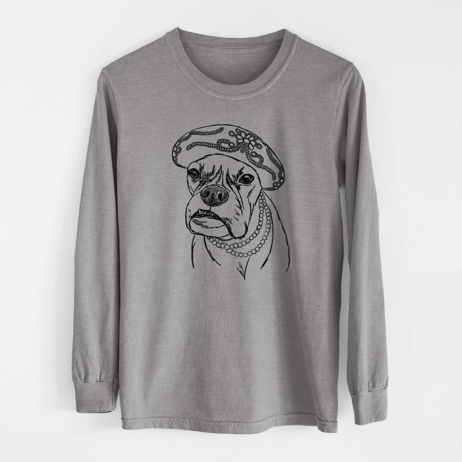Doodled Violet the Boxer - Heavyweight 100% Cotton Long Sleeve