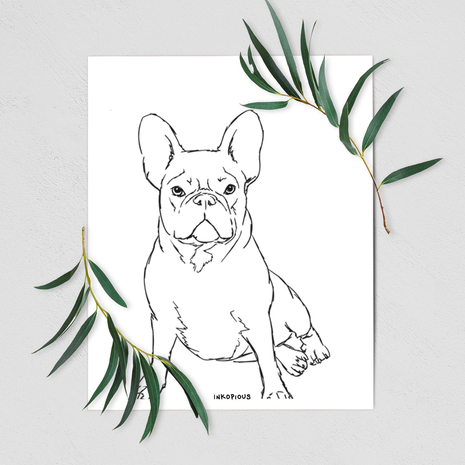 Doodled Violet the French Bulldog Art Print